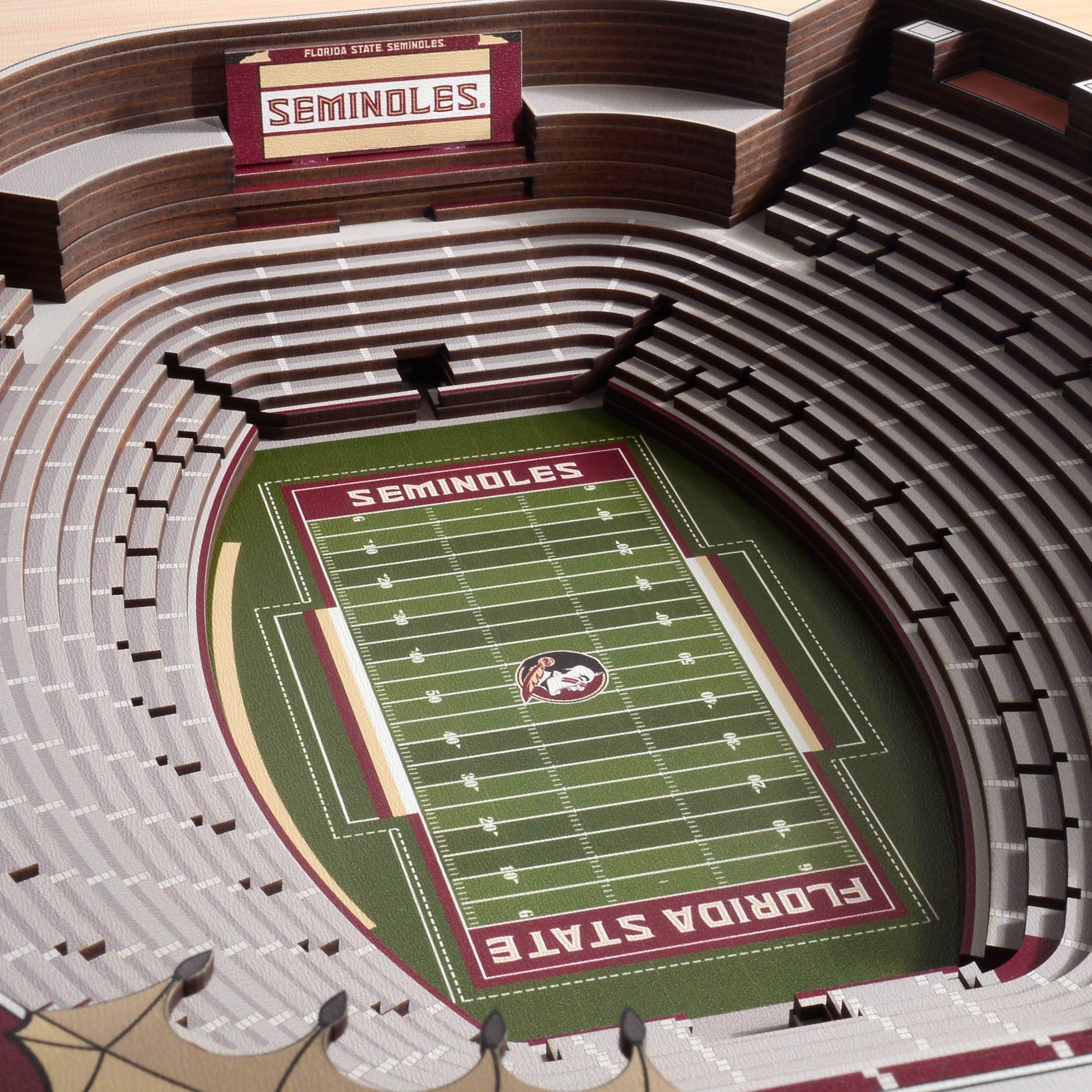 YouTheFan NCAA Florida State Seminoles 25-Layer StadiumViews 3D Wall Art - Doak Campbell Stadium,Brown - Sports Collectibles, Sports Memorabilia, Sports Fan Shop, Sports Gifts