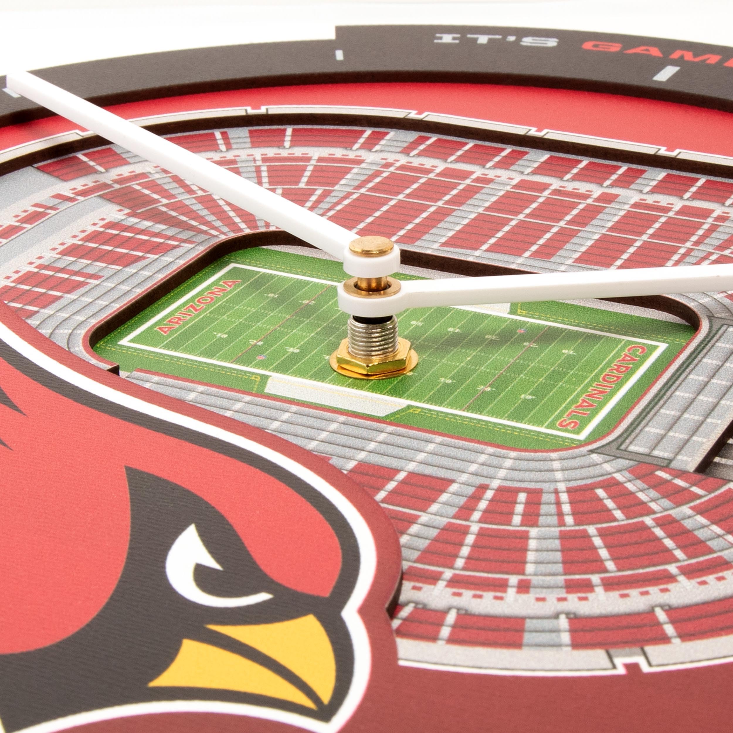 YouTheFan NFL Arizona Cardinals 3D StadiumView Clock - Sports Gifts, Sports Memorabilia, Sports Collectibles, Fan Shop