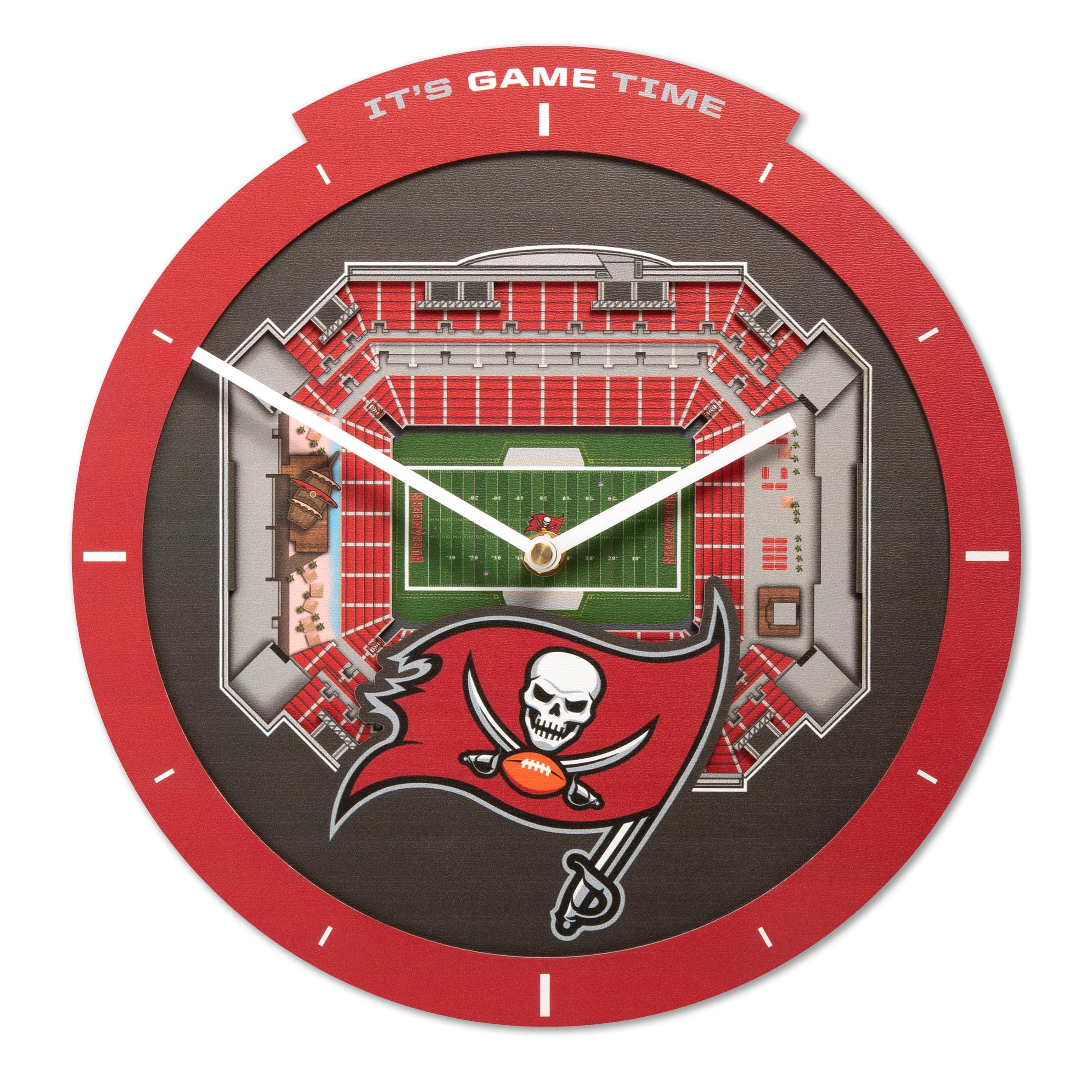 YouTheFan NFL Tampa Bay Buccaneers 3D StadiumView Clock - Sports Gifts, Sports Memorabilia, Sports Collectibles, Fan Shop