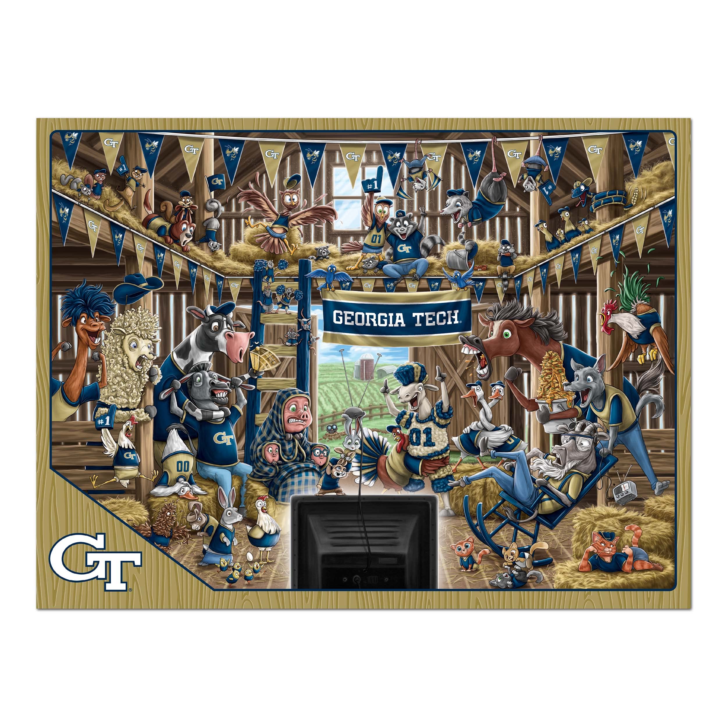 YouTheFan NCAA Georgia Tech Yellow Jackets Barnyard Fans 500pc Puzzle, Team Colors - Sports Collectibles, Sports Memorabilia, Sports Fan Shop, Sports Gifts