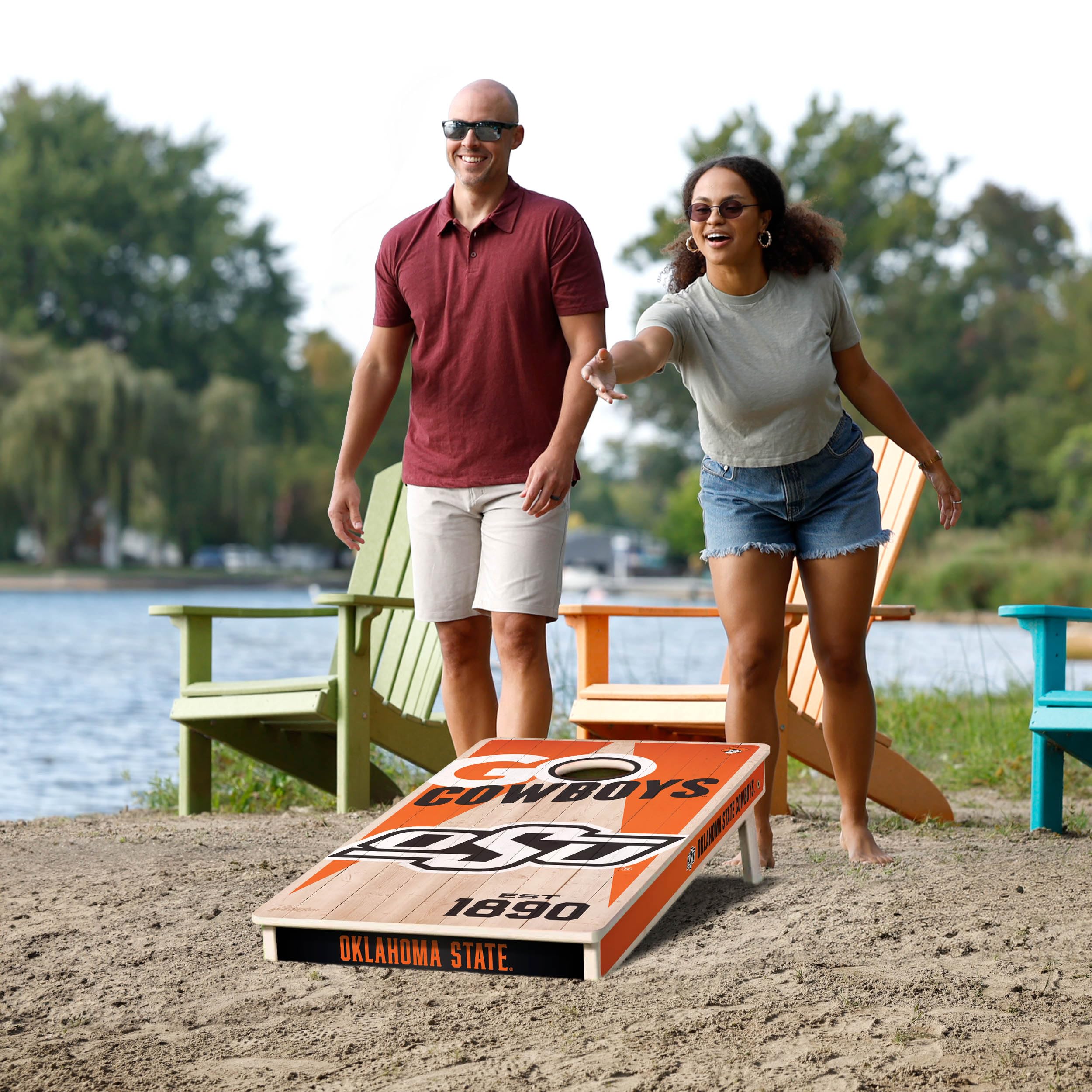 YouTheFan NCAA Oklahoma State Cowboys 2’ x 4’ Professional Wood Cornhole Game with Logo Bags - Sports Collectibles, Sports Memorabilia, Sports Fan Shop, Sports Gifts