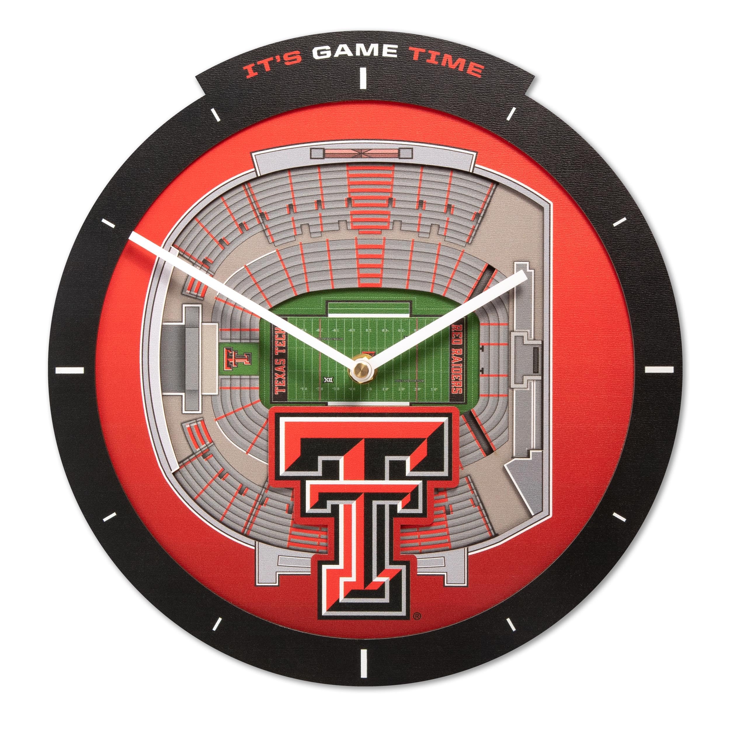 YouTheFan NCAA Texas Tech Red Raiders 3D StadiumView Clock - Sports Collectibles, Sports Memorabilia, Sports Fan Shop, Sports Gifts