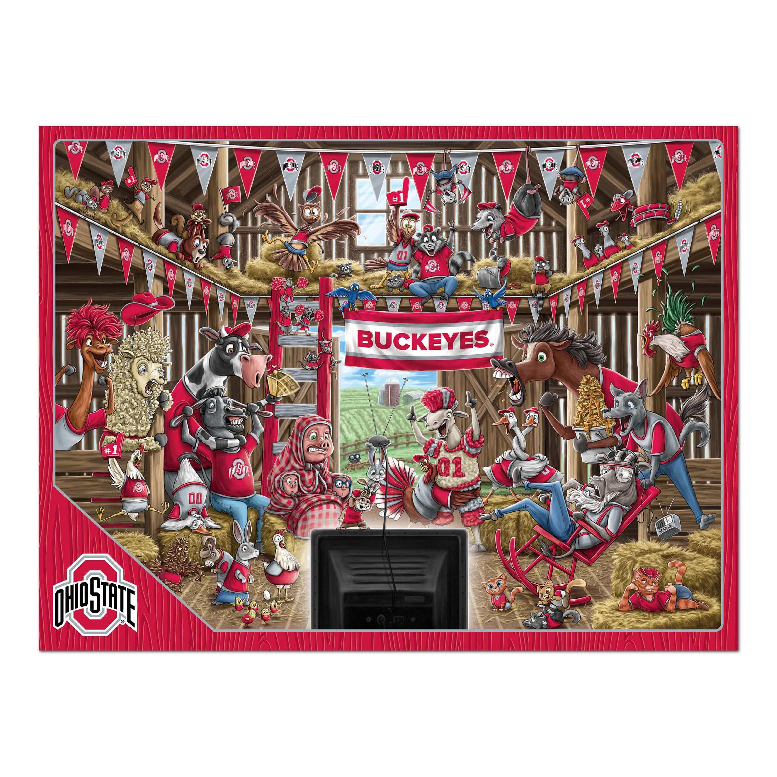 YouTheFan NCAA Ohio State Buckeyes Barnyard Fans 500pc Puzzle - Sports Collectibles, Sports Memorabilia, Sports Fan Shop, Sports Gifts