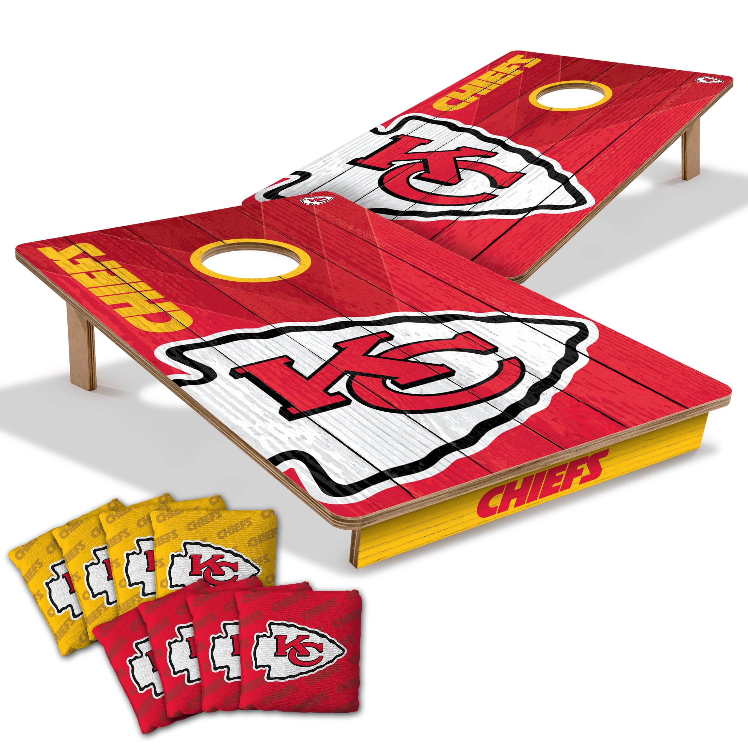 YouTheFan NFL Kansas City Chiefs 2’ x 3’ Wood Cornhole Game with Logo Bags - Sports Collectibles, Sports Memorabilia, Sports Fan Shop, Sports Gifts