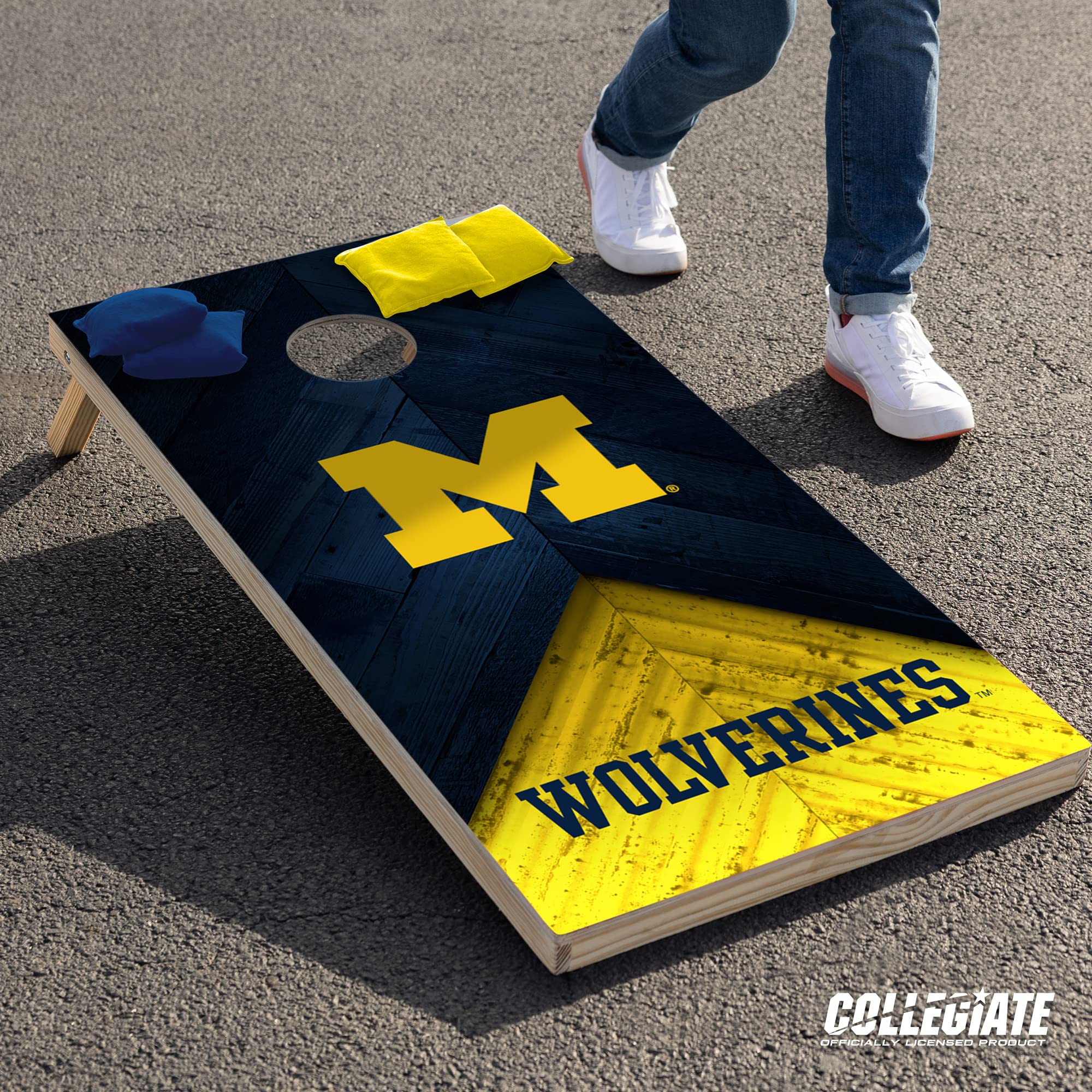 Wild Sports Michigan Wolverines 2' x 4' Regulation Size Solid Wood College Cornhole Set with Direct Print HD Team Graphics Great Gift for Any NCAA Fan! Bean Bag Toss Family Outdoor Game - Sports Collectibles, Sports Memorabilia, Sports Fan Shop, Sports Gifts