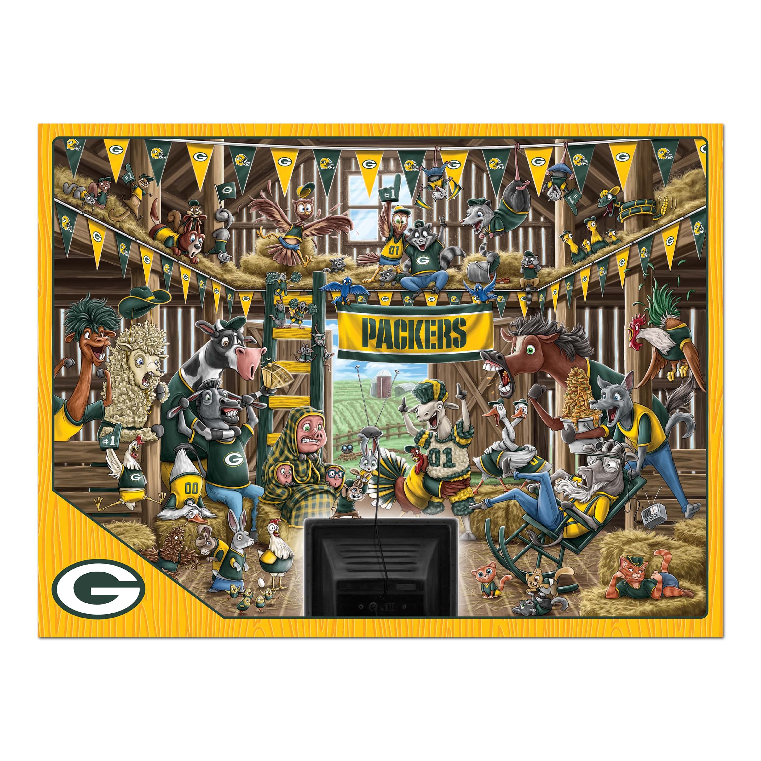 YouTheFan NFL Green Bay Packers Barnyard Fans 500pc Puzzle - Sports Collectibles, Sports Memorabilia, Sports Fan Shop, Sports Gifts