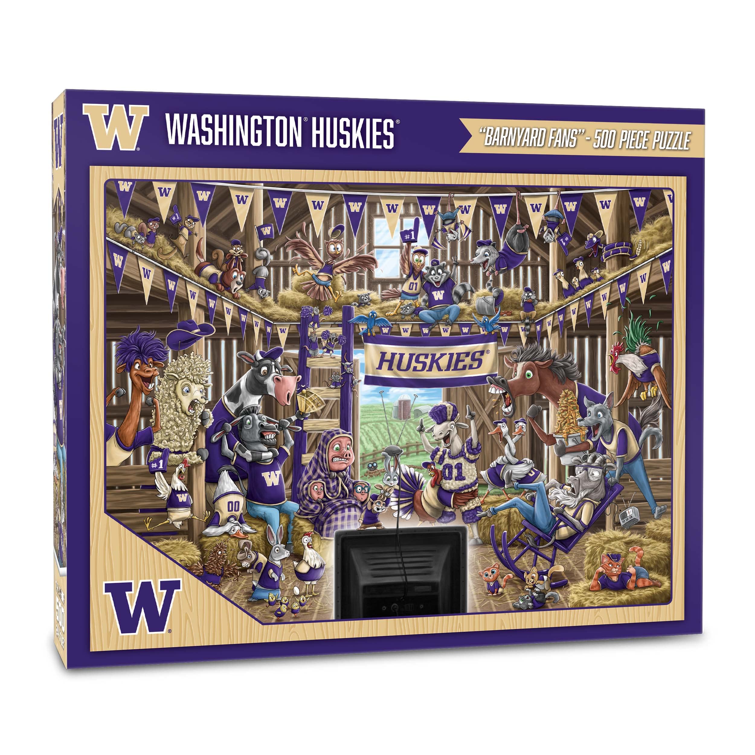 YouTheFan NCAA Washington Huskies Barnyard Fans 500pc Puzzle - Sports Collectibles, Sports Memorabilia, Sports Fan Shop, Sports Gifts