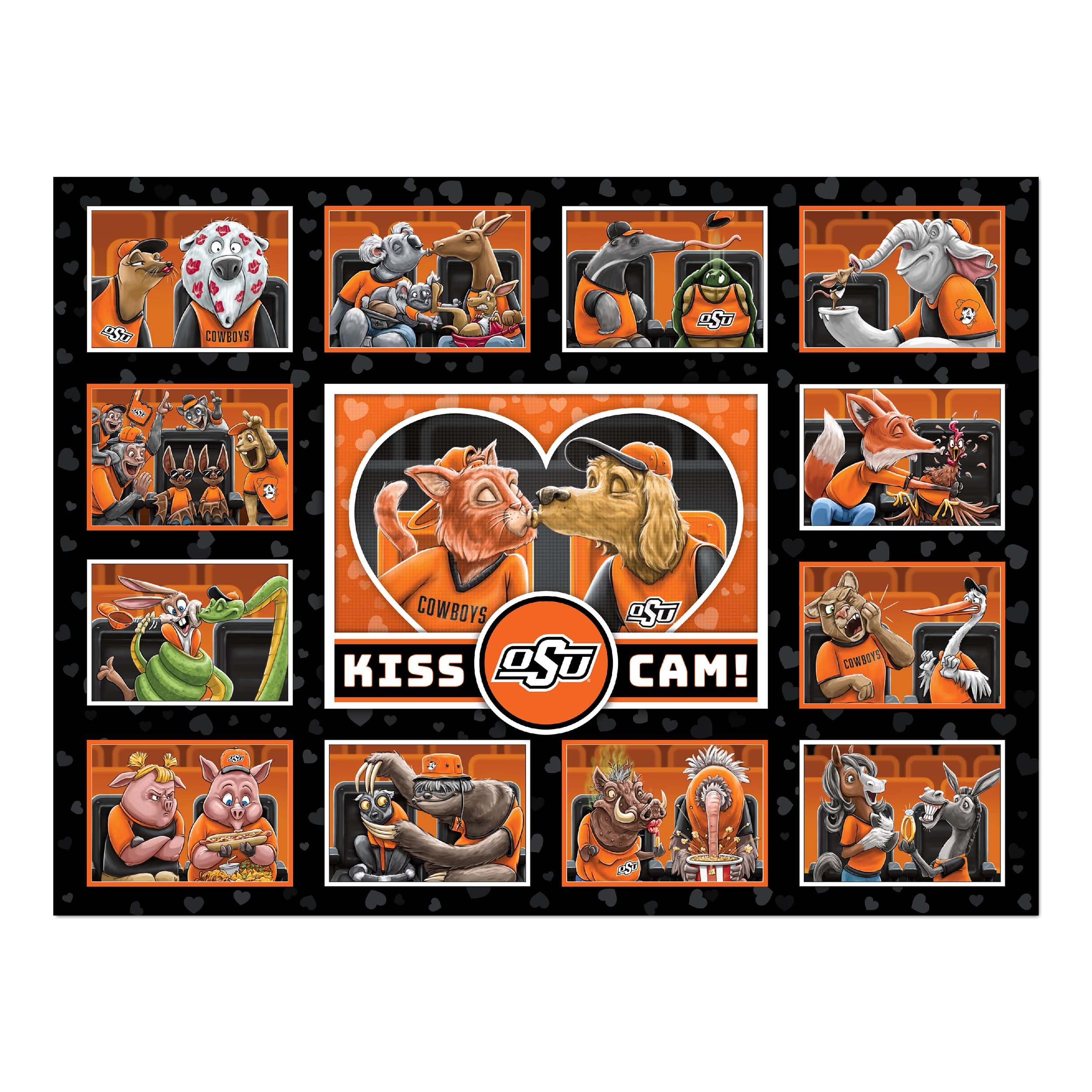 YouTheFan NCAA Oklahoma State Cowboys Kiss Cam 500pc Puzzle - Sports Collectibles, Sports Memorabilia, Sports Fan Shop, Sports Gifts