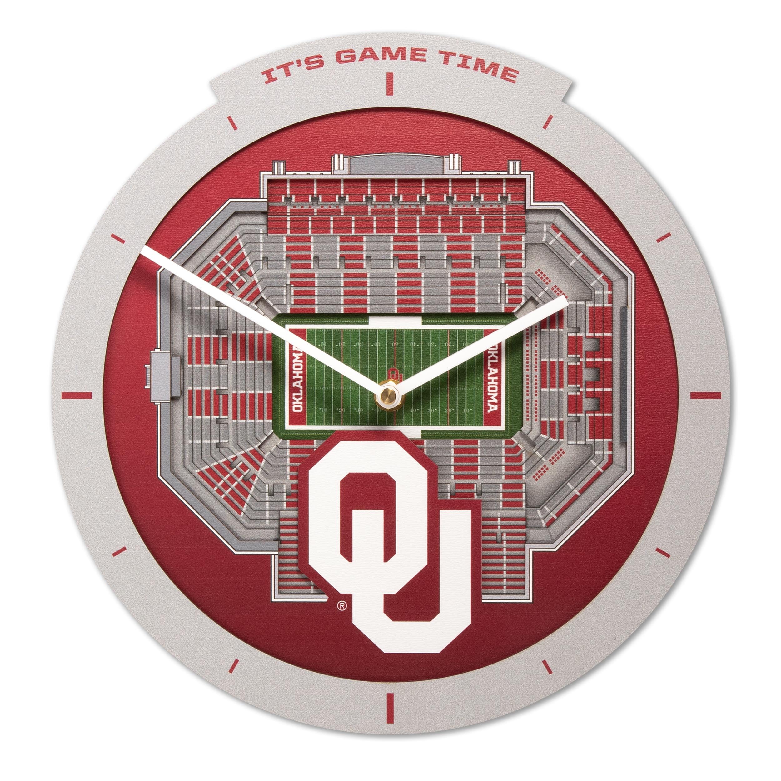 YouTheFan NCAA Oklahoma Sooners 3D StadiumView Clock - Sports Collectibles, Sports Memorabilia, Sports Fan Shop, Sports Gifts
