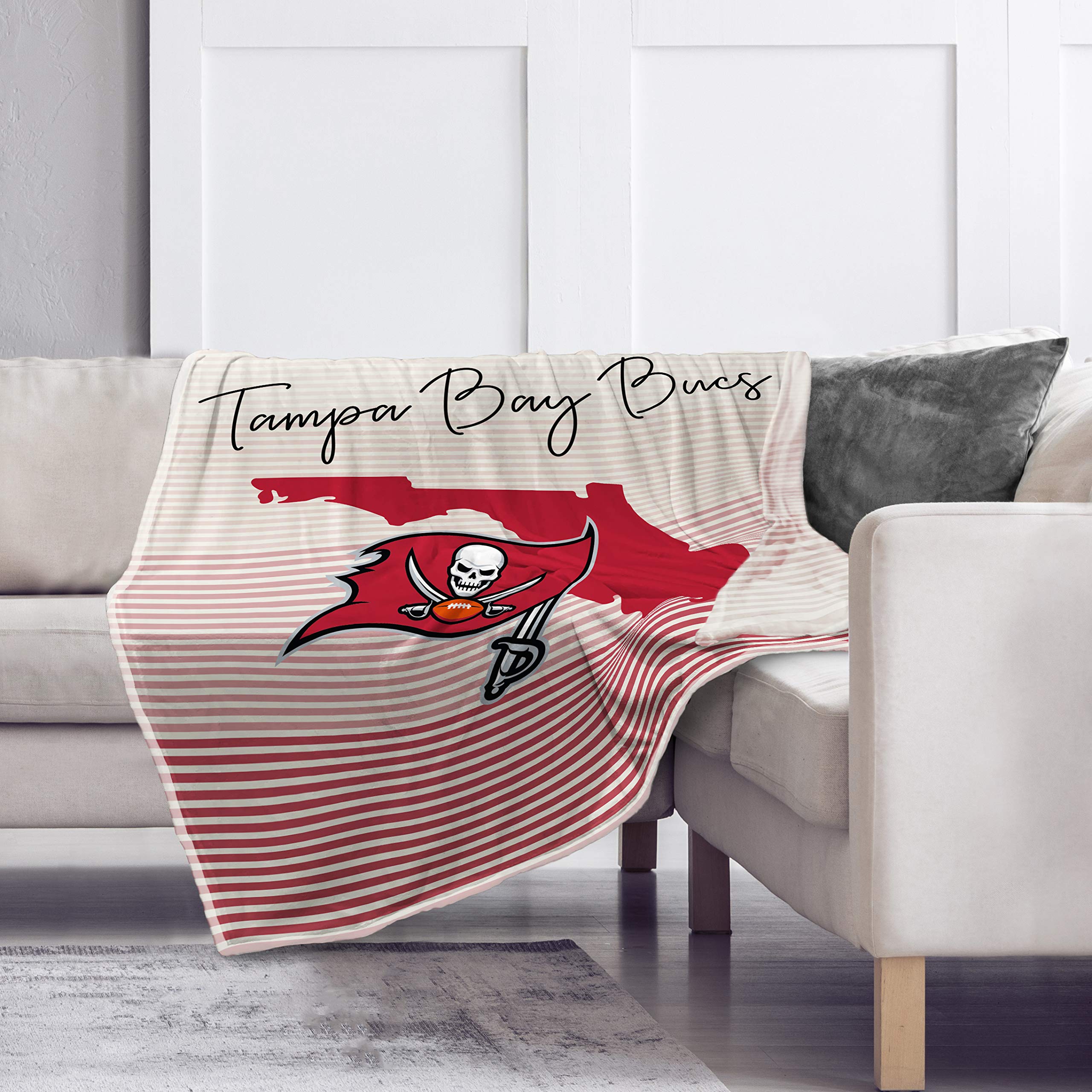 Pegasus Sports NFL Ultra Fleece State Stripe Blanket- Tampa Bay Buccaneers, Team Color, 60x70 - Sports Gifts, Sports Memorabilia, Sports Collectibles, Fan Shop
