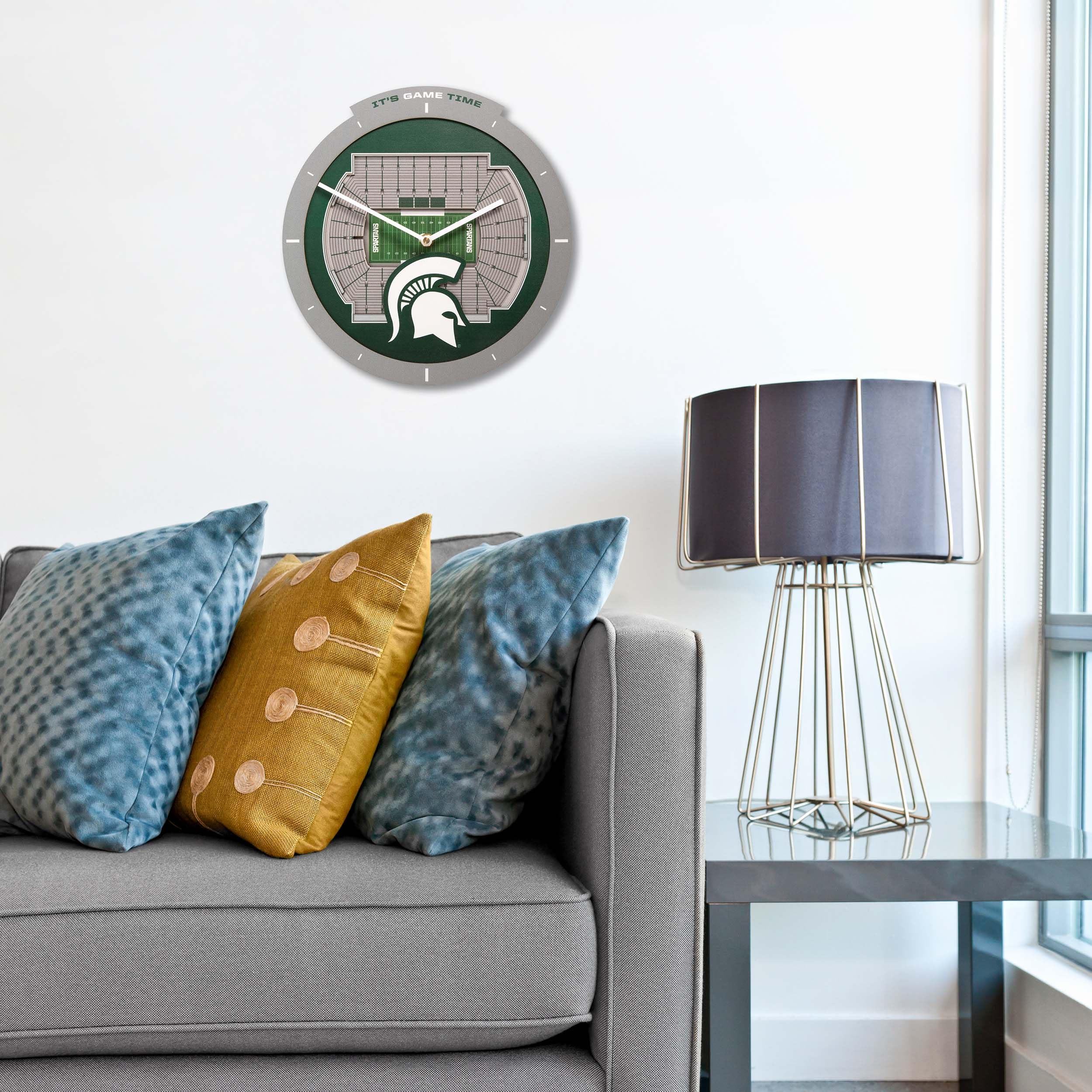 YouTheFan NCAA Michigan State Spartans 3D StadiumView Clock - Sports Collectibles, Sports Memorabilia, Sports Fan Shop, Sports Gifts