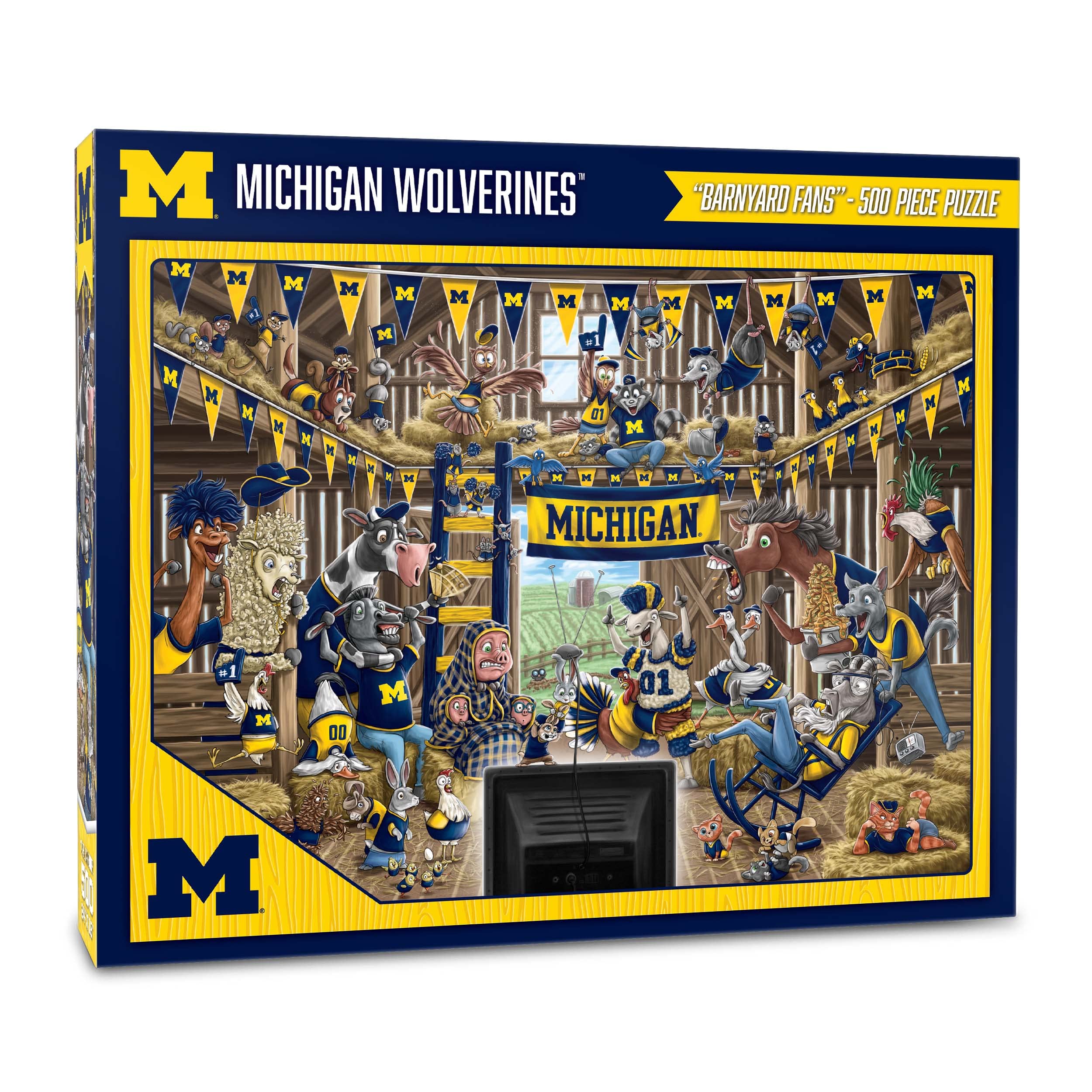YouTheFan NCAA Michigan Wolverines Barnyard Fans 500pc Puzzle - Sports Collectibles, Sports Memorabilia, Sports Fan Shop, Sports Gifts