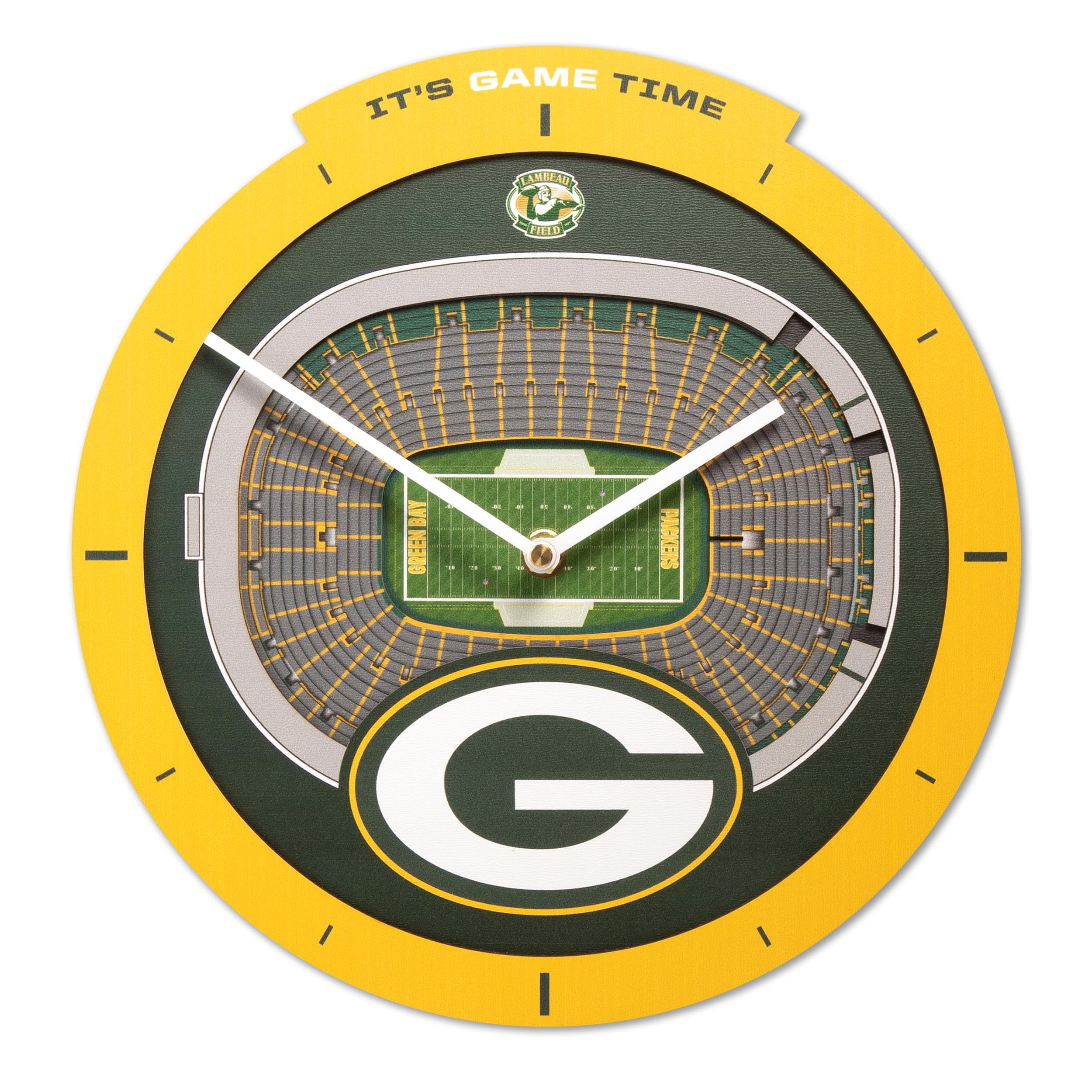 YouTheFan NFL Green Bay Packers 3D StadiumView Clock - Sports Gifts, Sports Memorabilia, Sports Collectibles, Fan Shop