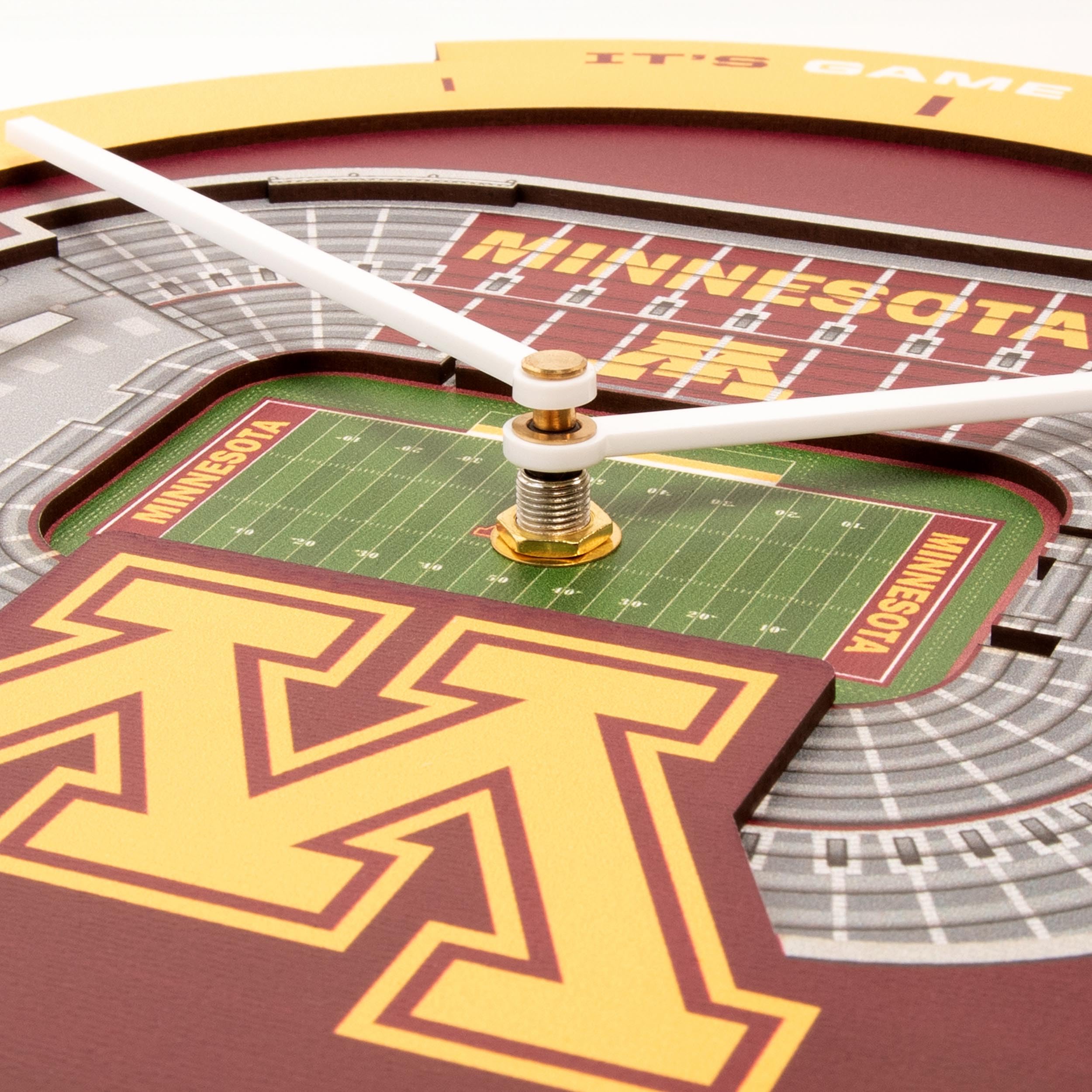 YouTheFan NCAA Minnesota Golden Gophers 3D StadiumView Clock - Sports Collectibles, Sports Memorabilia, Sports Fan Shop, Sports Gifts