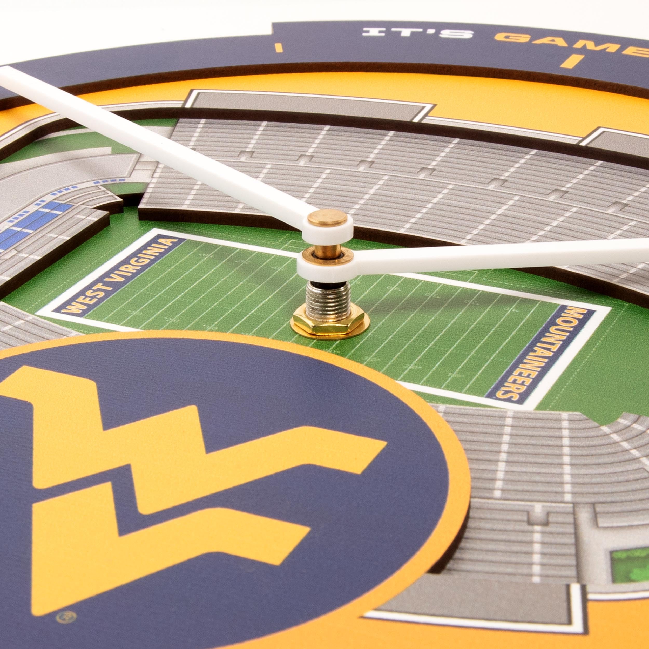 YouTheFan NCAA West Virginia Mountaineers 3D StadiumView Clock - Sports Collectibles, Sports Memorabilia, Sports Fan Shop, Sports Gifts