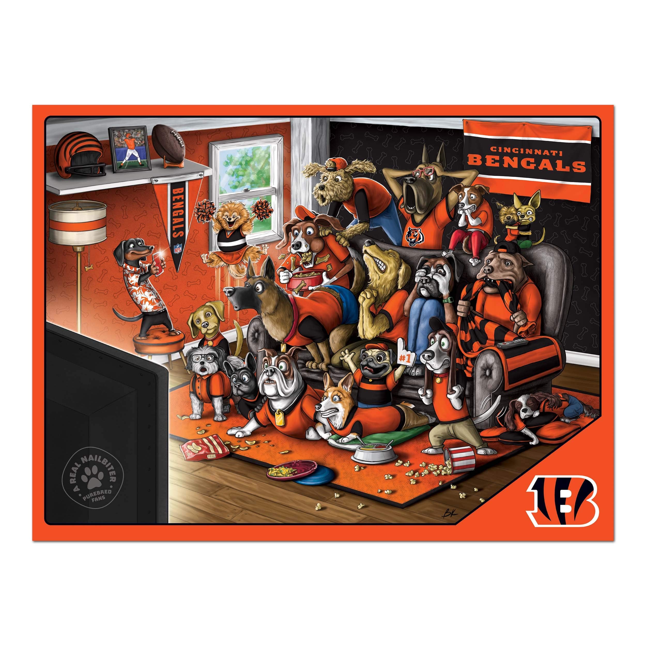 YouTheFan Purebred Fans "A Nailbiter" YouTheFan NFL Cincinnati Bengals NFL Purebred Fans A Real Nailbiter 500 Piece Puzzle, Team Colors, Piece US - Sports Collectibles, Sports Memorabilia, Sports Fan Shop, Sports Gifts