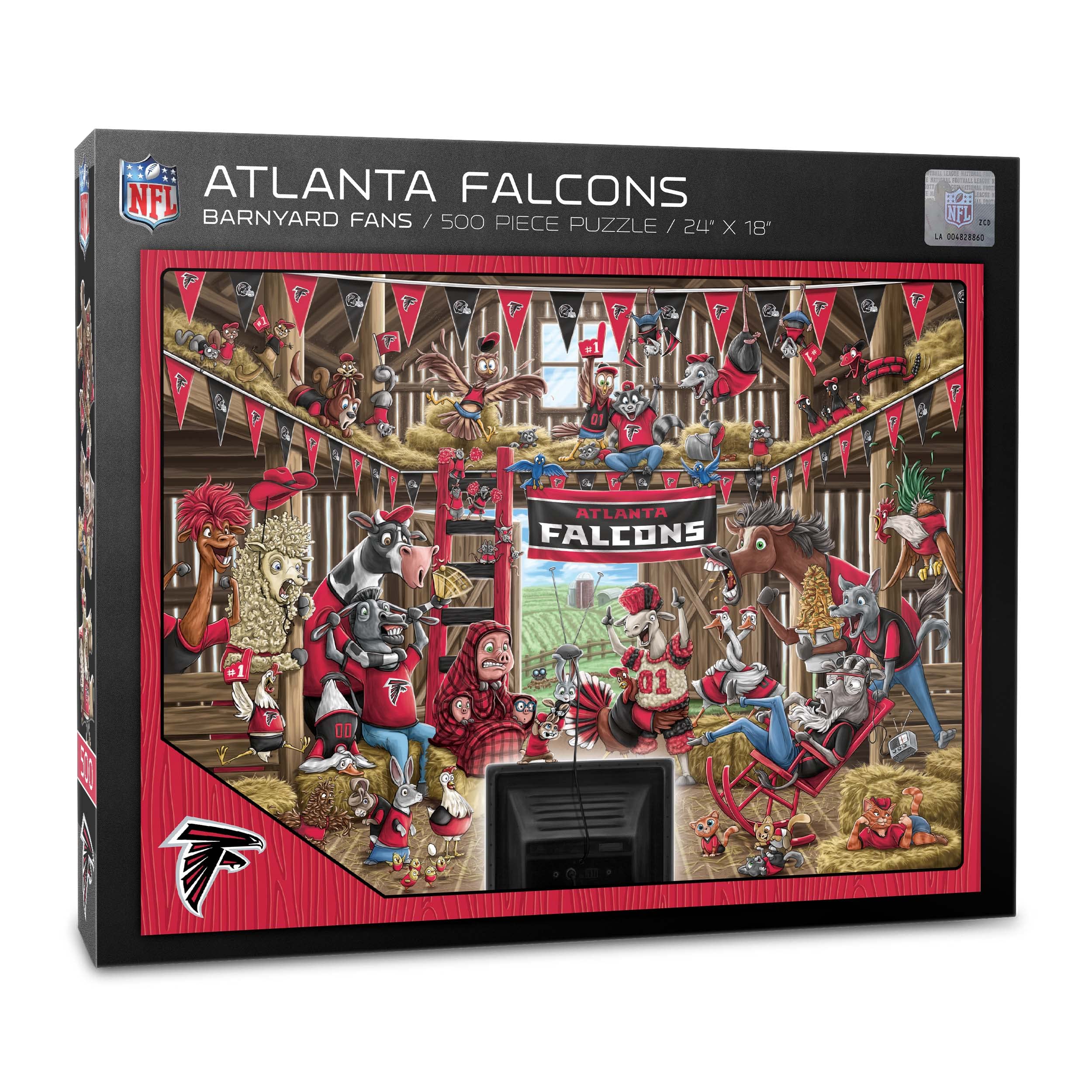 YouTheFan NFL Atlanta Falcons Barnyard Fans 500pc Puzzle - Sports Collectibles, Sports Memorabilia, Sports Fan Shop, Sports Gifts