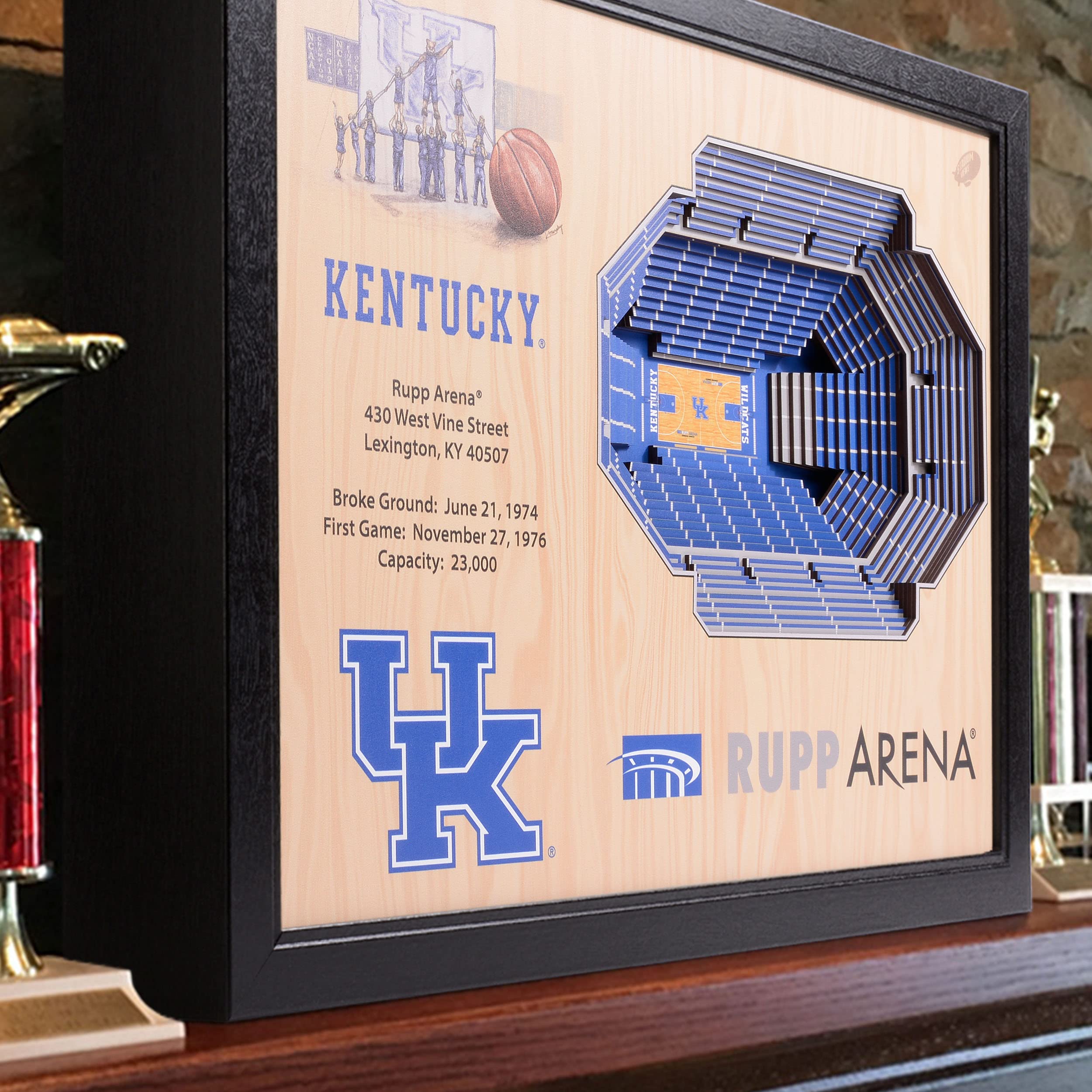 YouTheFan NCAA Kentucky Wildcats 25-Layer Stadiumviews 3D Wall Art , 25.5" x 19.5" x 3.5" - Sports Collectibles, Sports Memorabilia, Sports Fan Shop, Sports Gifts