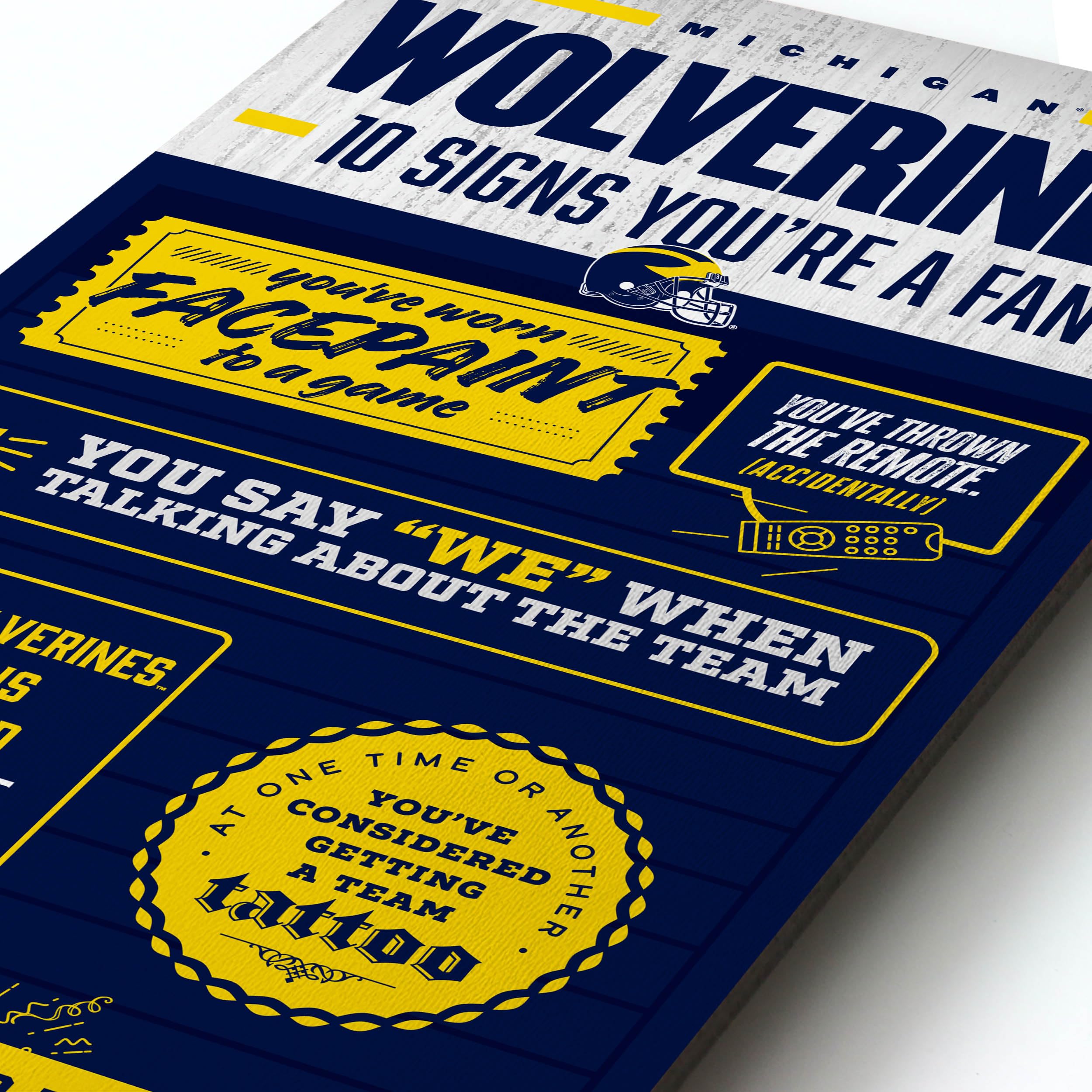 YouTheFan Officially-licensed NCAA Michigan Wolverines 6x19 Top 10 Signs Banner - humorous descriptions - fun sports fan phrases, original design, indoor team wall decor fan gift - Sports Collectibles, Sports Memorabilia, Sports Fan Shop, Sports Gifts