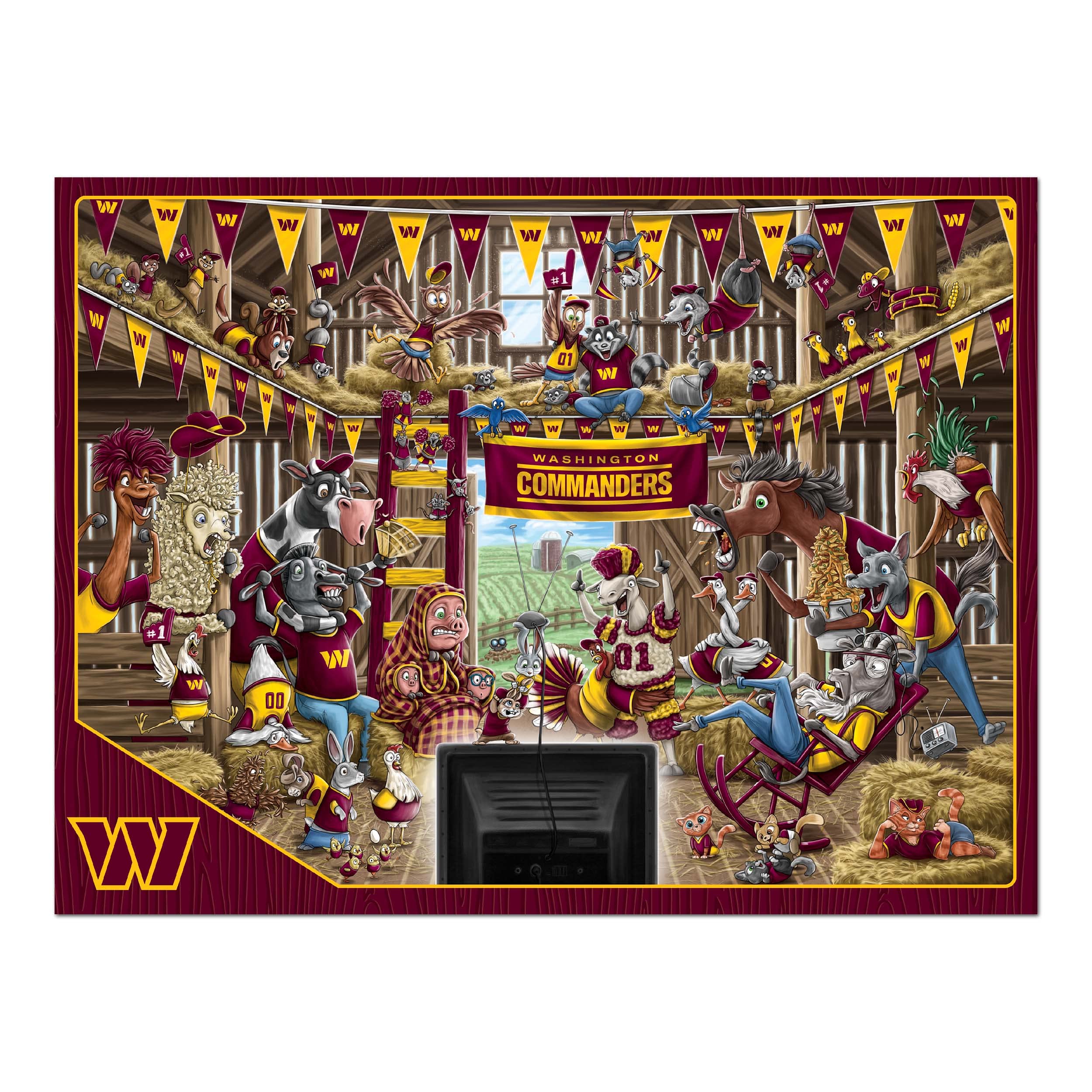 YouTheFan NFL Washington Commanders Barnyard Fans 500pc Puzzle - Sports Collectibles, Sports Memorabilia, Sports Fan Shop, Sports Gifts