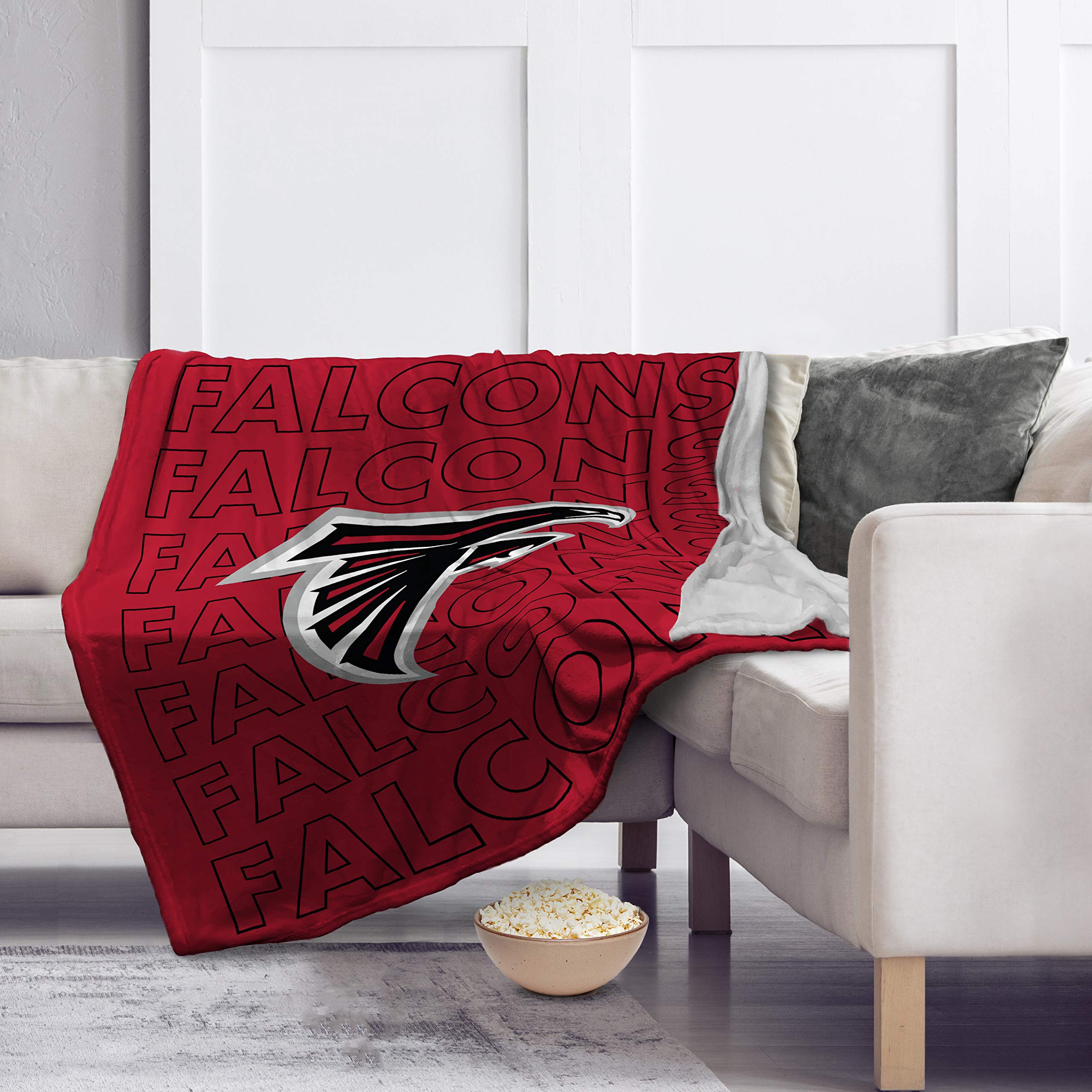 Pegasus Sports NFL Echo Team Wordmark Plush Blanket- Atlanta Falcons Team Color 60x70 - Sports Gifts, Sports Memorabilia, Sports Collectibles, Fan Shop