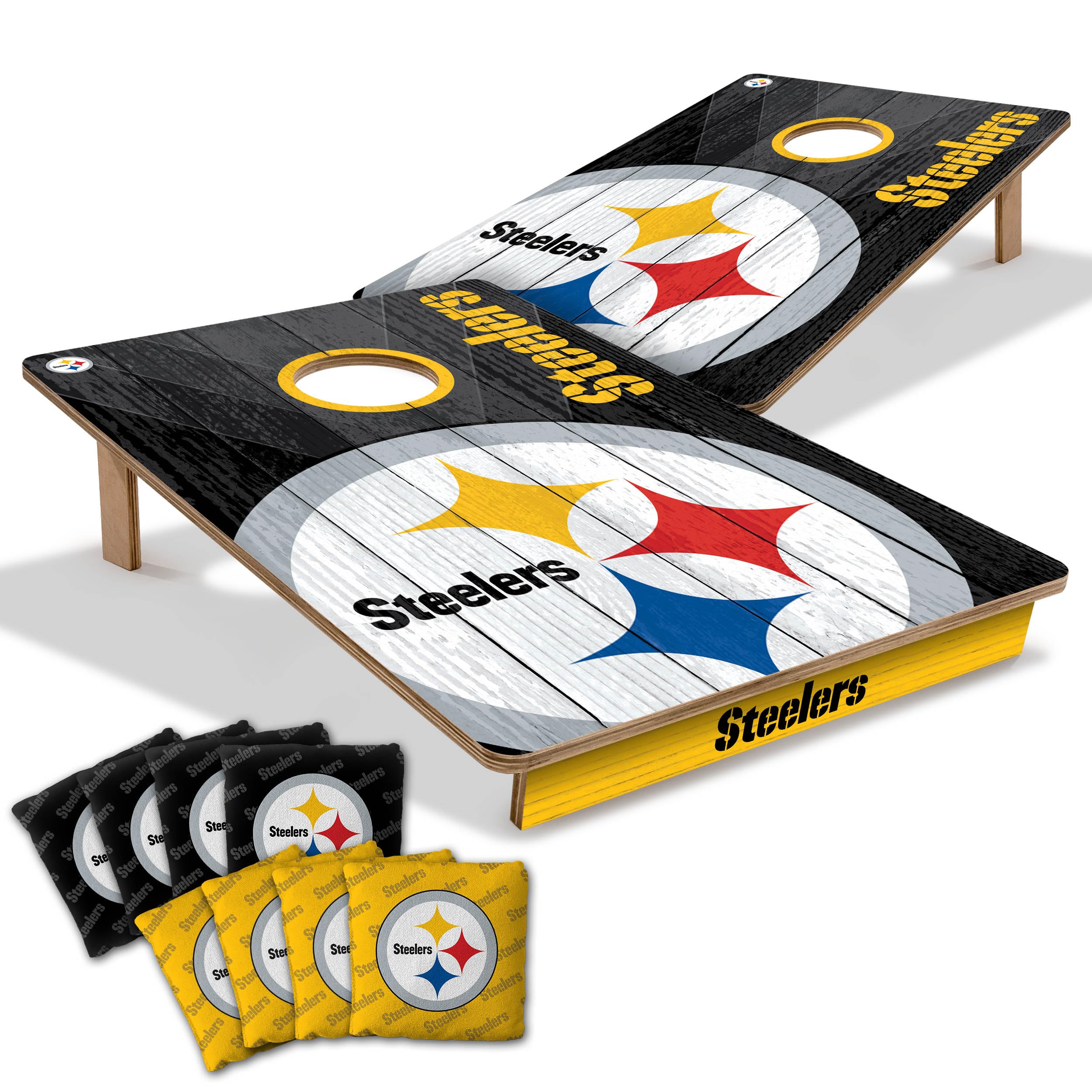 YouTheFan NFL Pittsburgh Steelers 2’ x 3’ Wood Cornhole Game with Logo Bags - Sports Collectibles, Sports Memorabilia, Sports Fan Shop, Sports Gifts