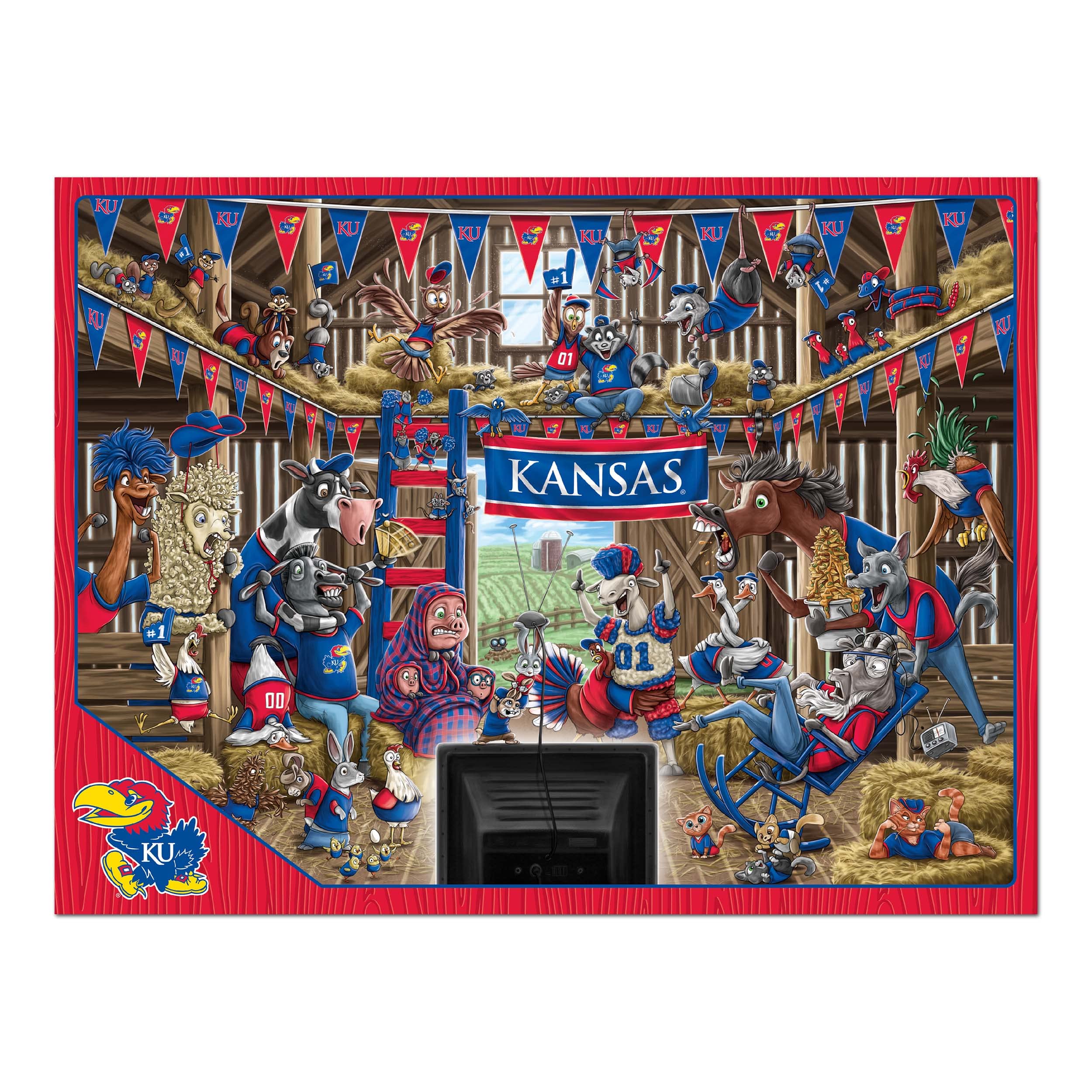 YouTheFan NCAA Kansas Jayhawks Barnyard Fans 500pc Puzzle - Sports Collectibles, Sports Memorabilia, Sports Fan Shop, Sports Gifts