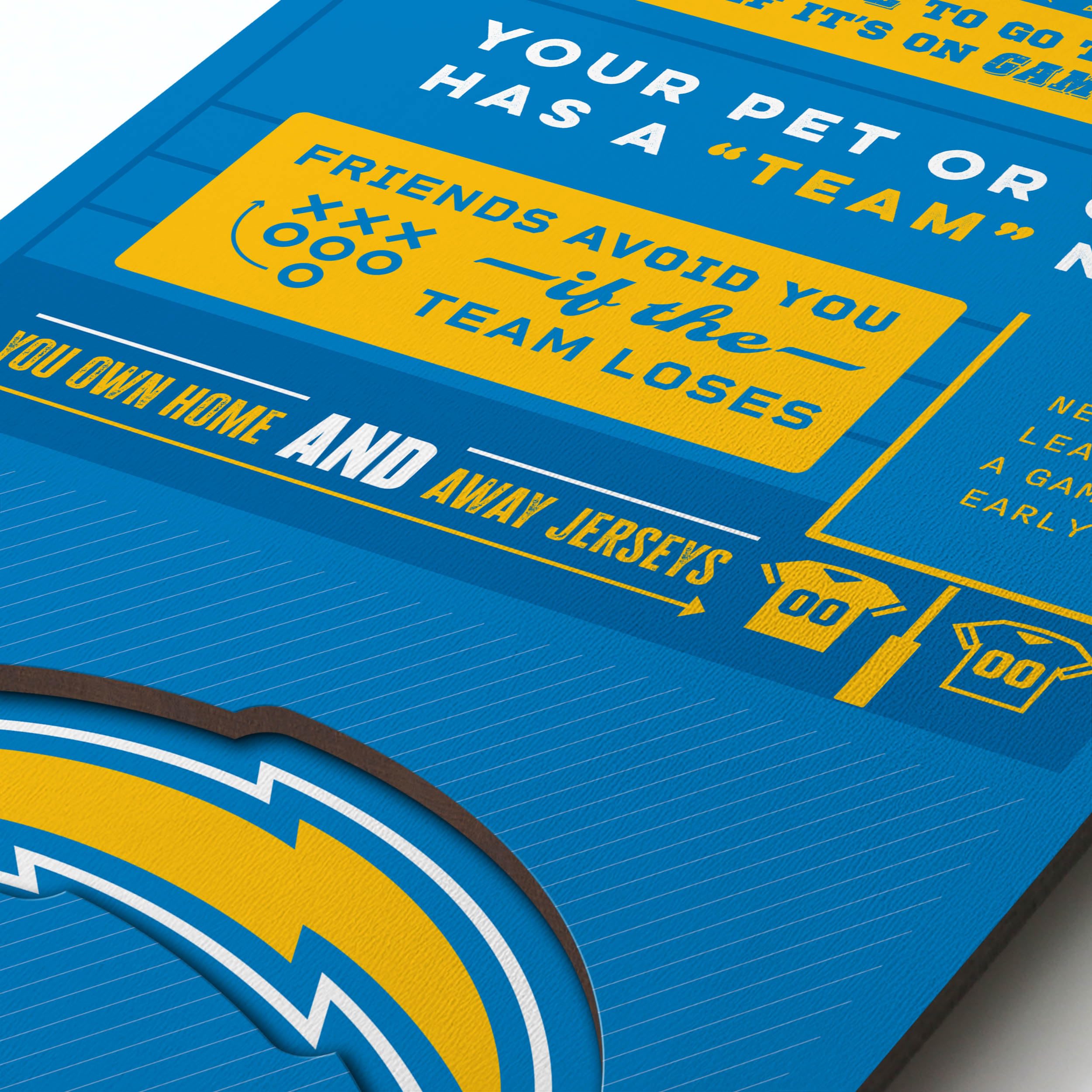 YouTheFan Officially-licensed NFL Los Angeles Chargers 6x19 Top 10 Signs Banner - humorous descriptions - fun sports fan phrases, original design, indoor team wall decor fan gift - Sports Collectibles, Sports Memorabilia, Sports Fan Shop, Sports Gifts