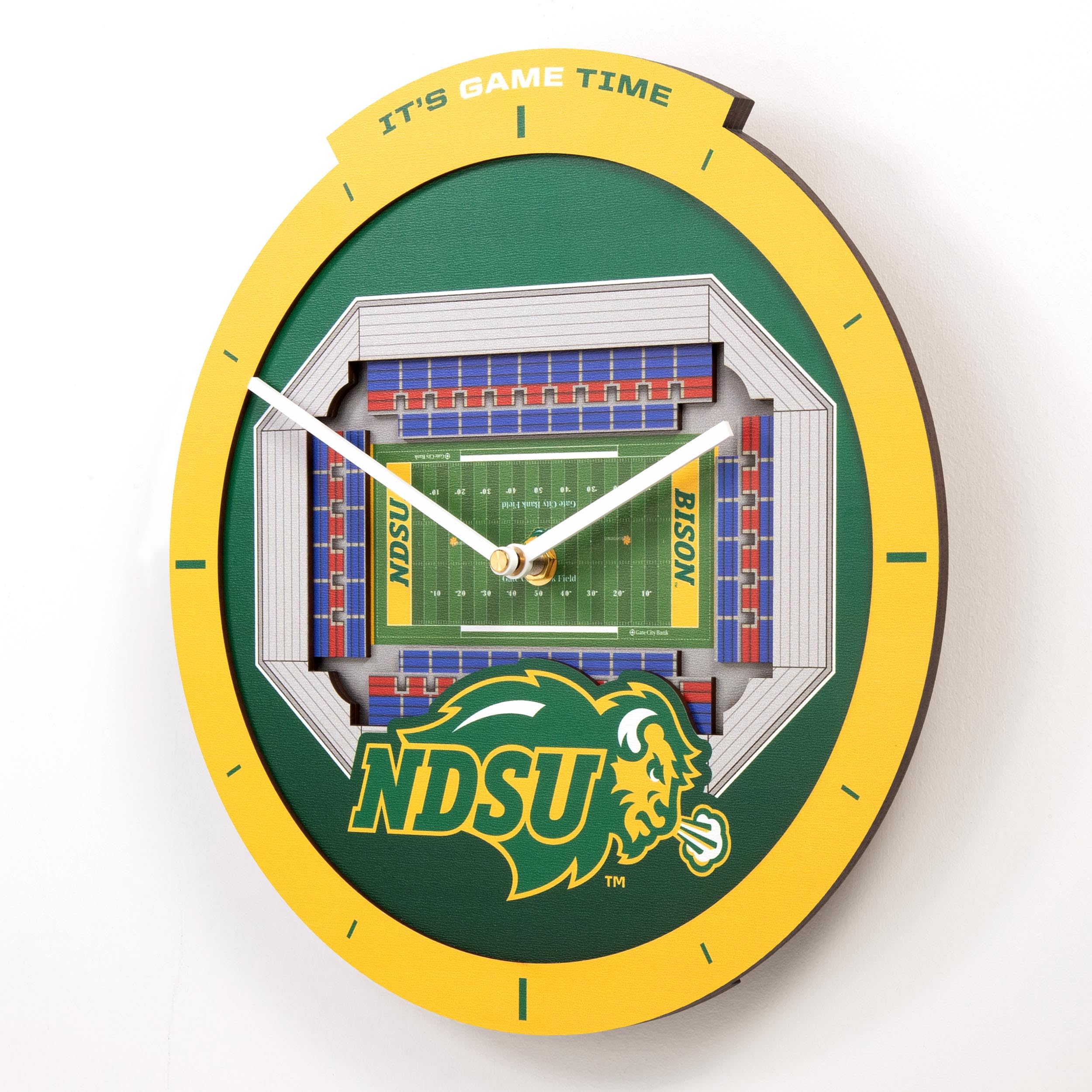 YouTheFan NCAA North Dakota State Bison 3D StadiumView Clock - Sports Collectibles, Sports Memorabilia, Sports Fan Shop, Sports Gifts