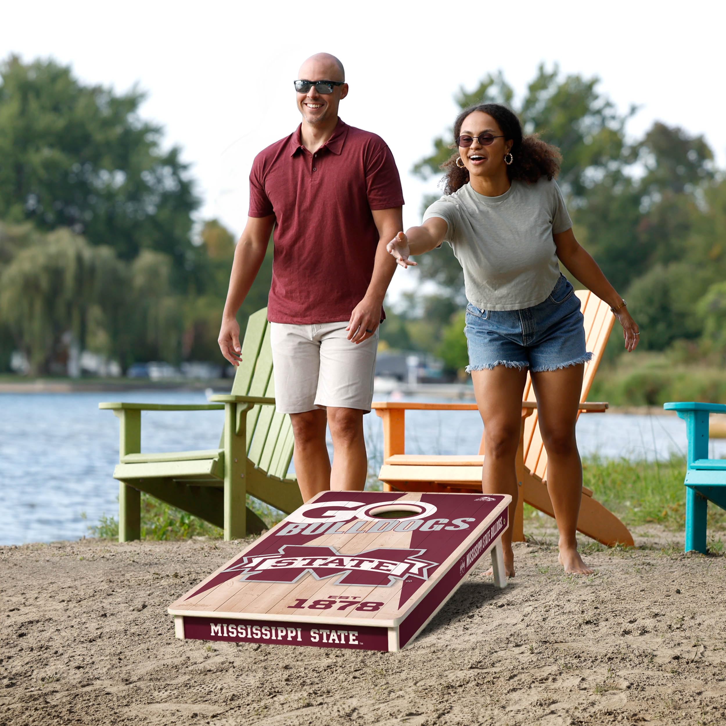 YouTheFan NCAA Mississippi State Bulldogs 2’ x 4’ Professional Wood Cornhole Game with Logo Bags - Sports Collectibles, Sports Memorabilia, Sports Fan Shop, Sports Gifts