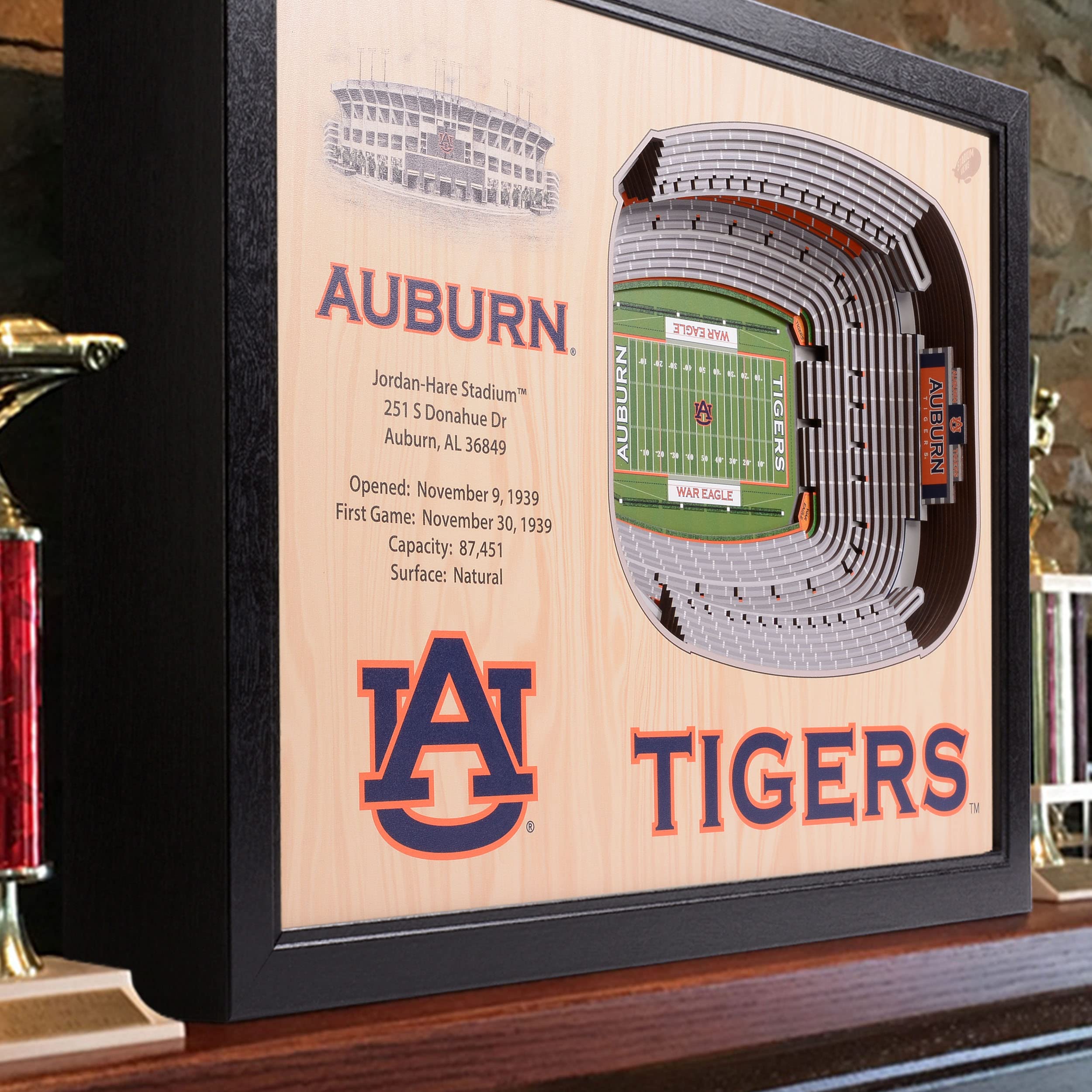 YouTheFan NCAA Auburn Tigers 25-Layer StadiumViews 3D Wall Art - Jordan-Hare Stadium - Sports Collectibles, Sports Memorabilia, Sports Fan Shop, Sports Gifts