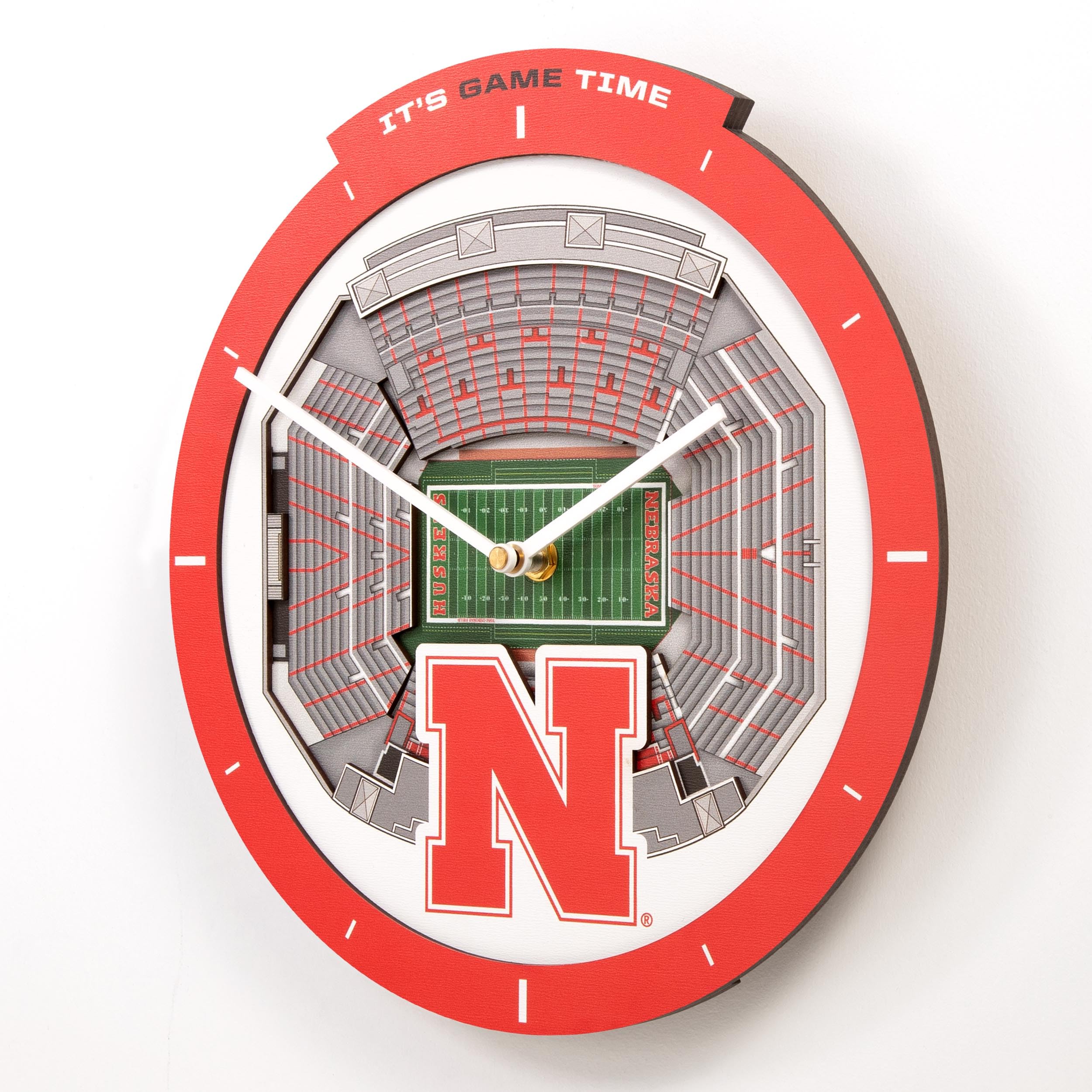 YouTheFan NCAA Nebraska Cornhuskers 3D StadiumView Clock - Sports Collectibles, Sports Memorabilia, Sports Fan Shop, Sports Gifts