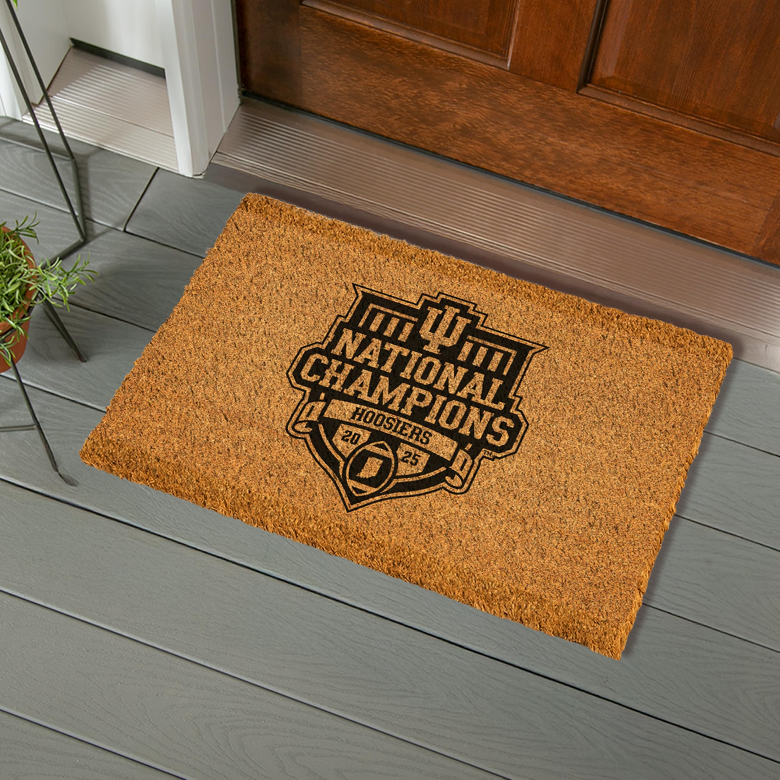 NCAA Indiana University Coir Doormat, CFP National Champions 2025-26, 28 x 16 Inches College Sports Coir Mat, Non Slip Back Front Door Welcome Floor Mat, Indoor Outdoor Entrance Rug - Sports Gifts, Sports Memorabilia, Sports Collectibles, Fan Shop