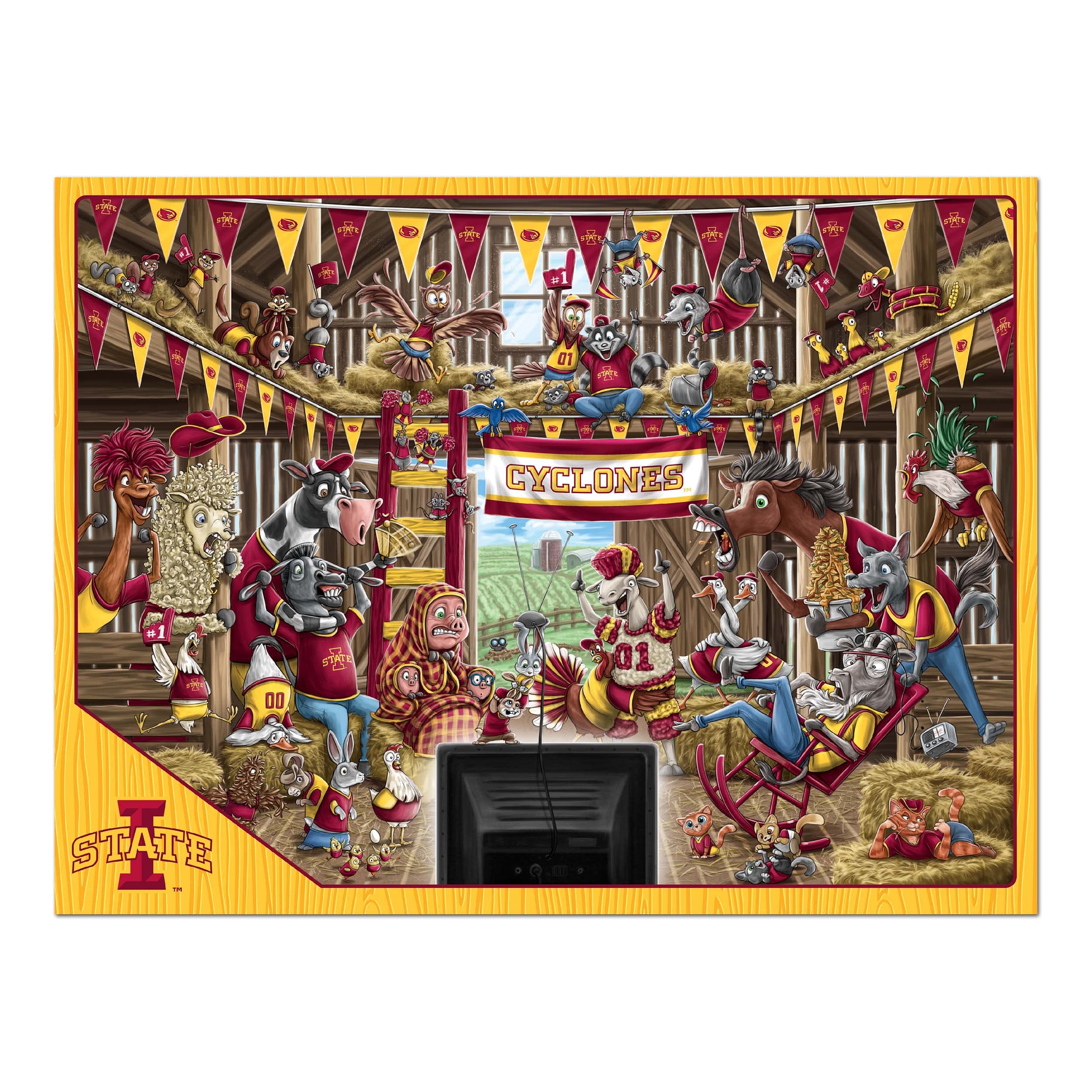 YouTheFan NCAA Iowa State Cyclones Barnyard Fans 500pc Puzzle - Sports Collectibles, Sports Memorabilia, Sports Fan Shop, Sports Gifts