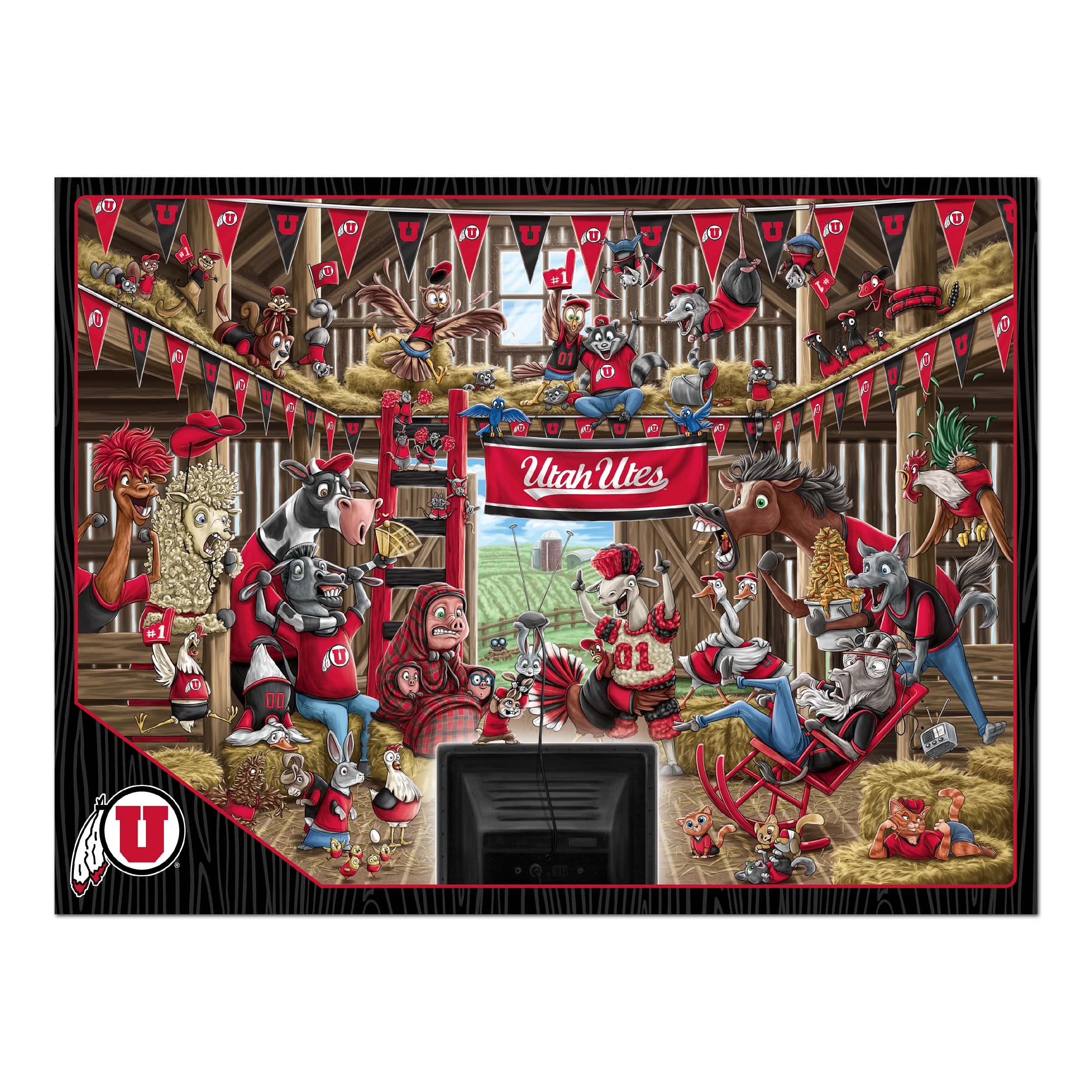 YouTheFan NCAA Utah Utes Barnyard Fans 500pc Puzzle - Sports Collectibles, Sports Memorabilia, Sports Fan Shop, Sports Gifts
