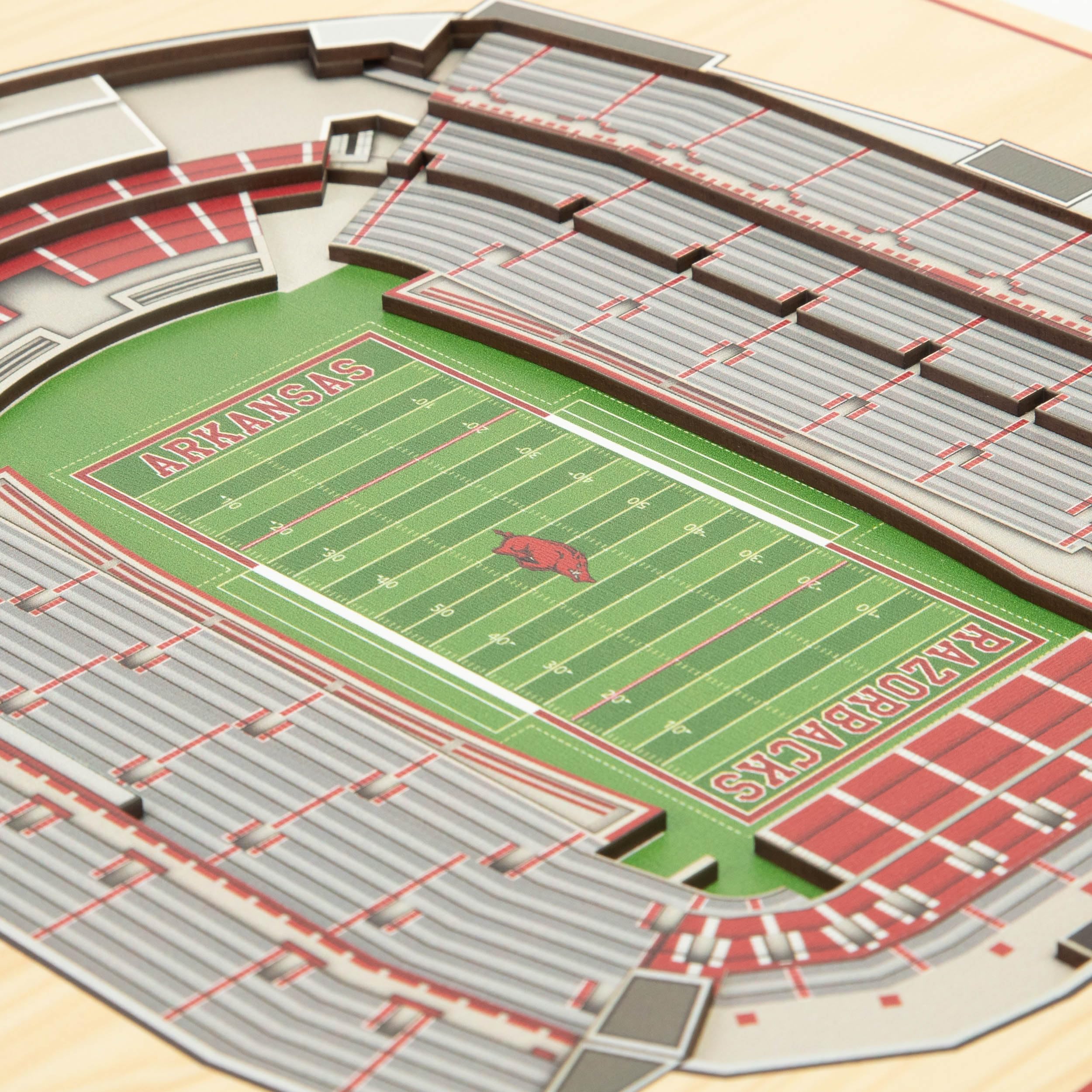 YouTheFan NCAA Arkansas Razorbacks 5-Layer StadiumView 3D Wall Art - Donald W. Reynolds Razorback Stadium - Sports Collectibles, Sports Memorabilia, Sports Fan Shop, Sports Gifts