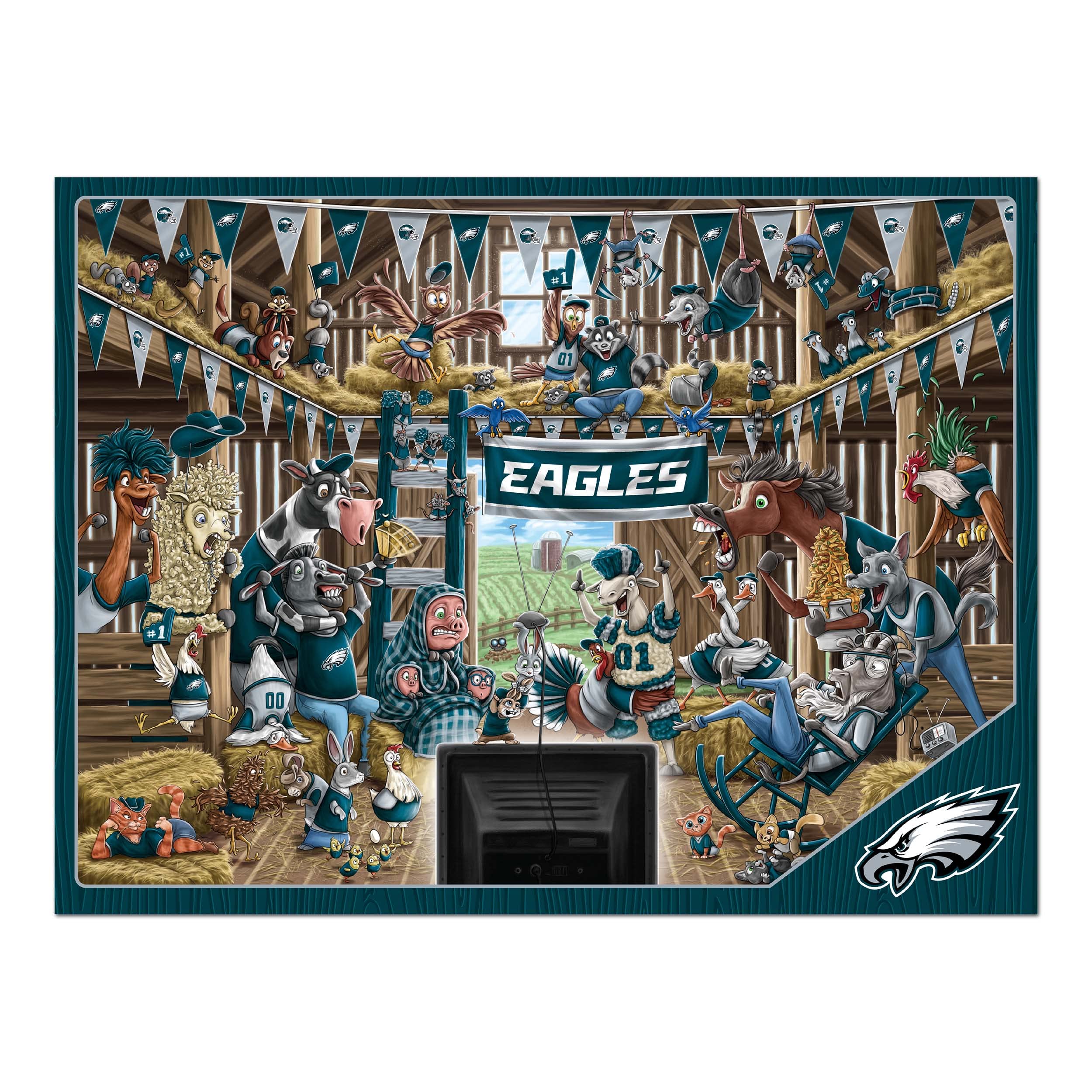 YouTheFan NFL Philadelphia Eagles Barnyard Fans 500pc Puzzle - Sports Collectibles, Sports Memorabilia, Sports Fan Shop, Sports Gifts