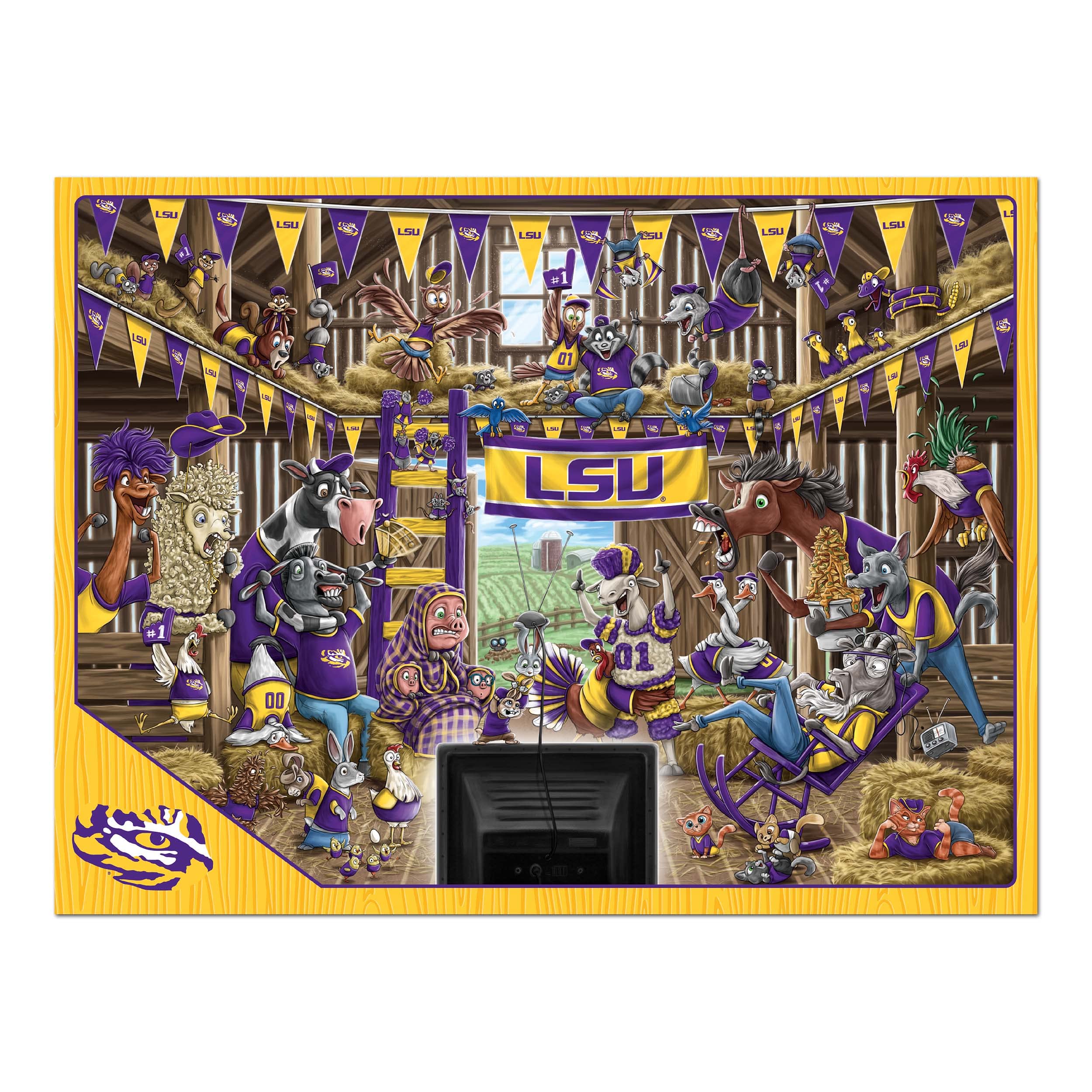 YouTheFan NCAA LSU Tigers Barnyard Fans 500pc Puzzle - Sports Collectibles, Sports Memorabilia, Sports Fan Shop, Sports Gifts