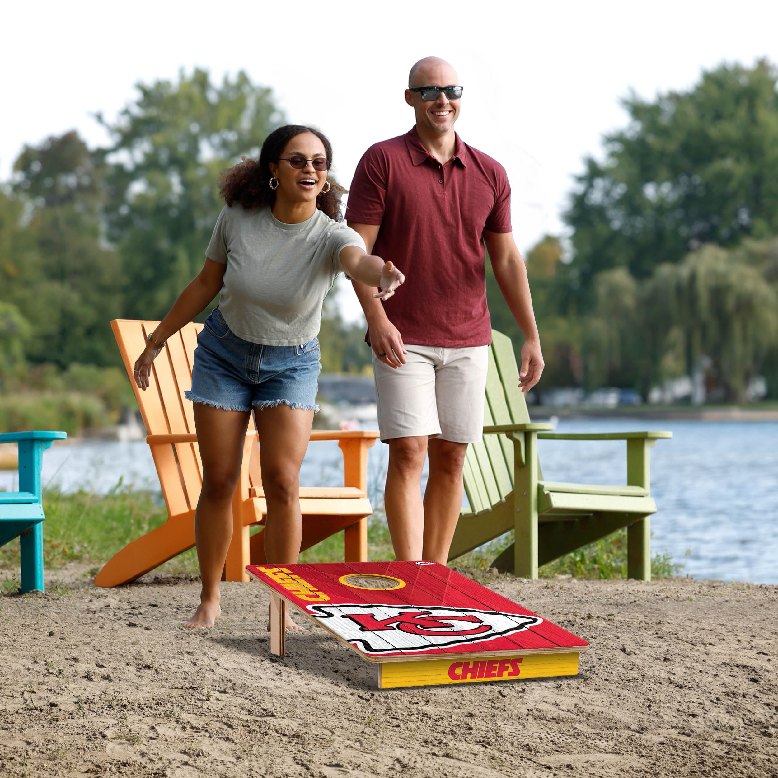 YouTheFan NFL Kansas City Chiefs 2’ x 3’ Wood Cornhole Game with Logo Bags - Sports Collectibles, Sports Memorabilia, Sports Fan Shop, Sports Gifts