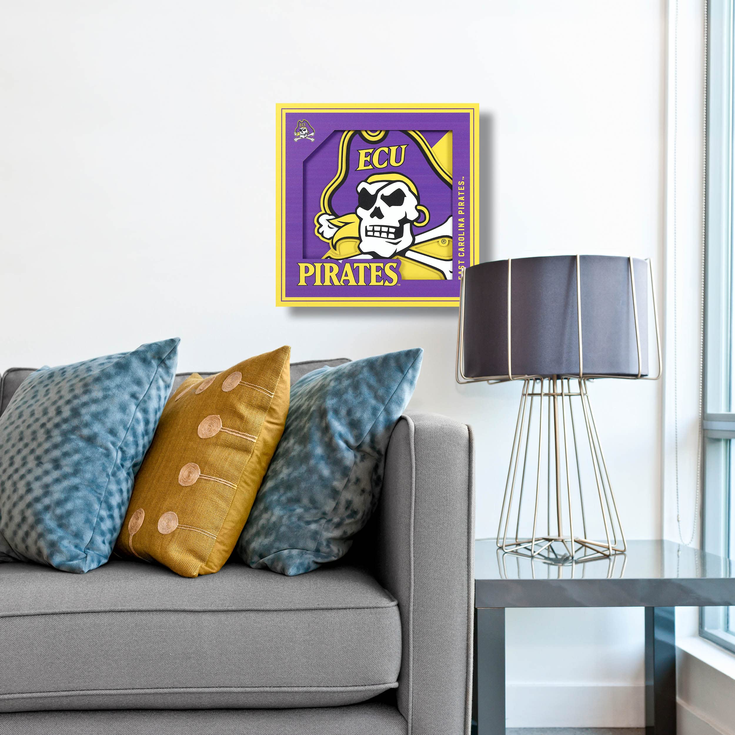 YouTheFan NCAA East Carolina Pirates 3D Logo Series Wall Art - 12x12 - Sports Collectibles, Sports Memorabilia, Sports Fan Shop, Sports Gifts
