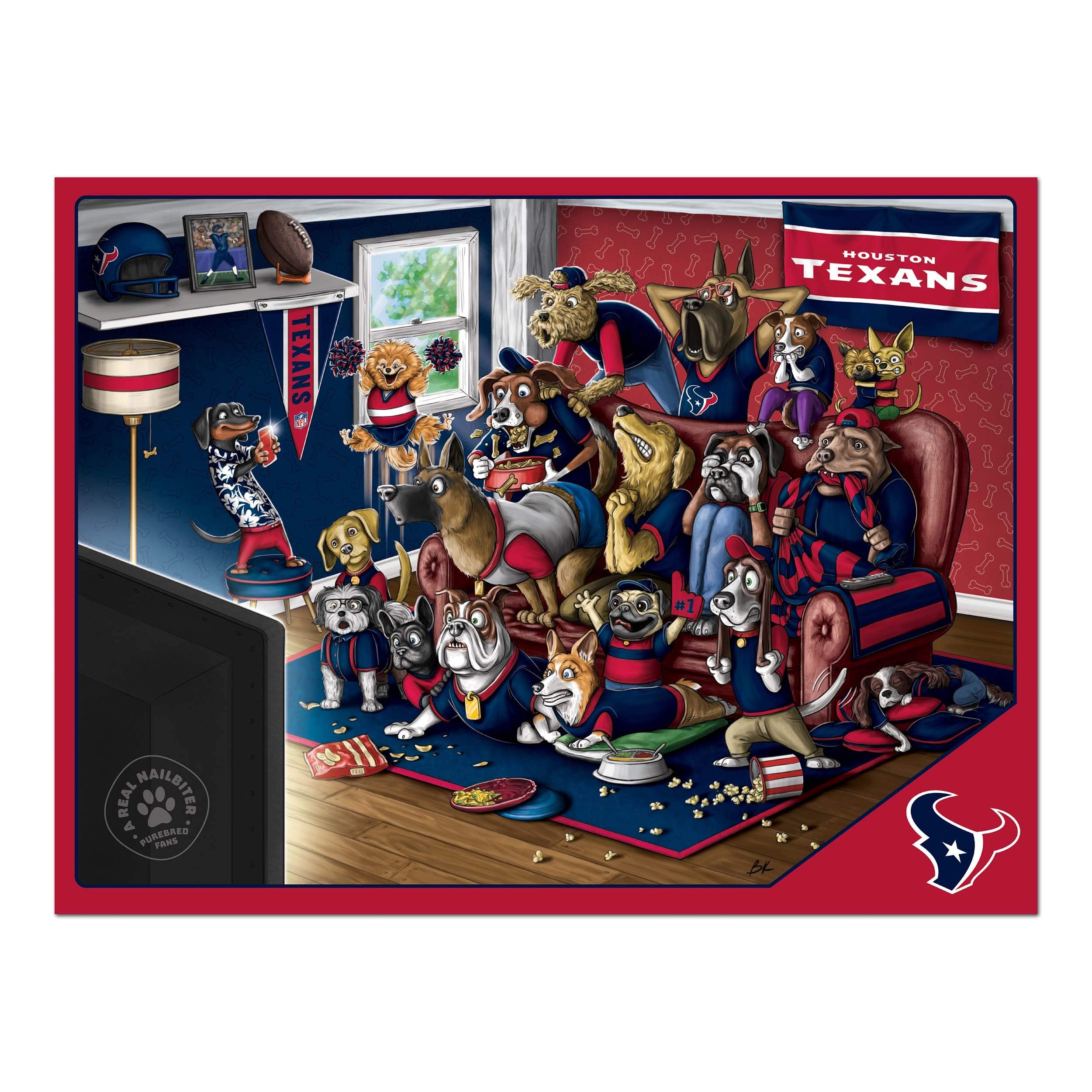 YouTheFan NFL Houston Texans Purebred Fans 500pc Puzzle - A Real Nailbiter - Sports Collectibles, Sports Memorabilia, Sports Fan Shop, Sports Gifts