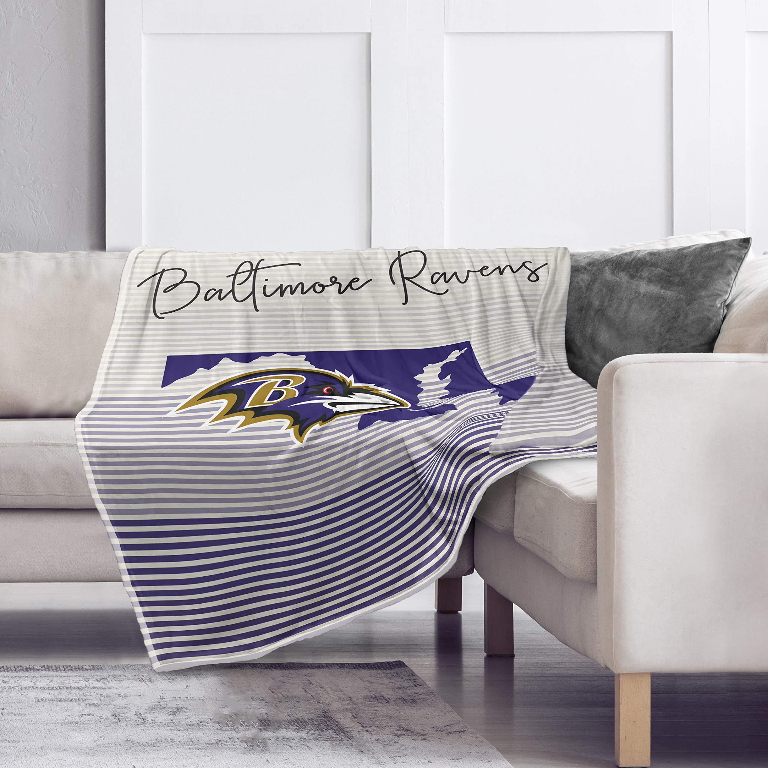 Pegasus Sports NFL Ultra Fleece State Stripe Blanket- Baltimore Ravens, Team Color, 60x70 - Sports Gifts, Sports Memorabilia, Sports Collectibles, Fan Shop