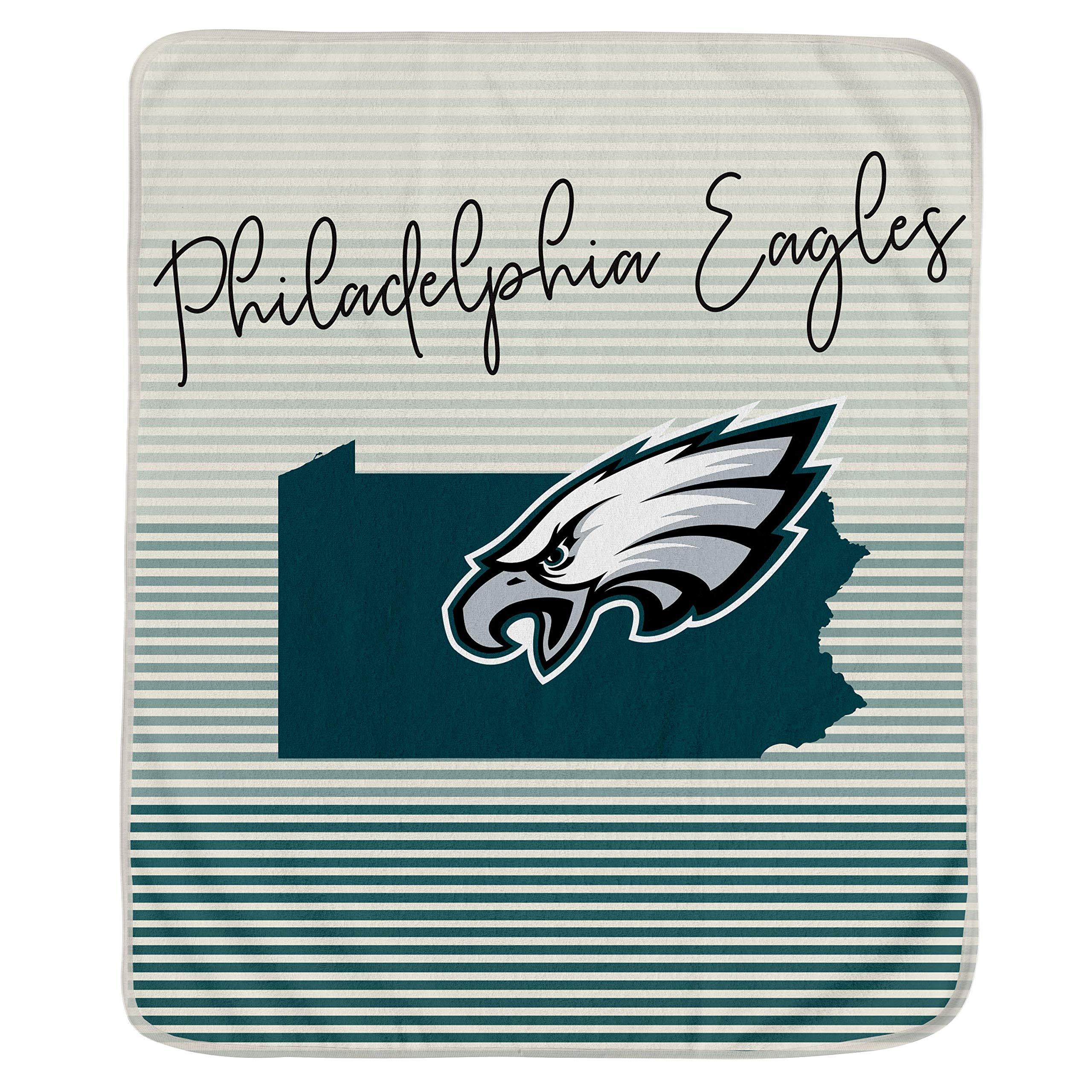 Pegasus Sports NFL Ultra Fleece State Stripe Blanket- Philadelphia Eagles, Team Color, 60x70 - Sports Gifts, Sports Memorabilia, Sports Collectibles, Fan Shop