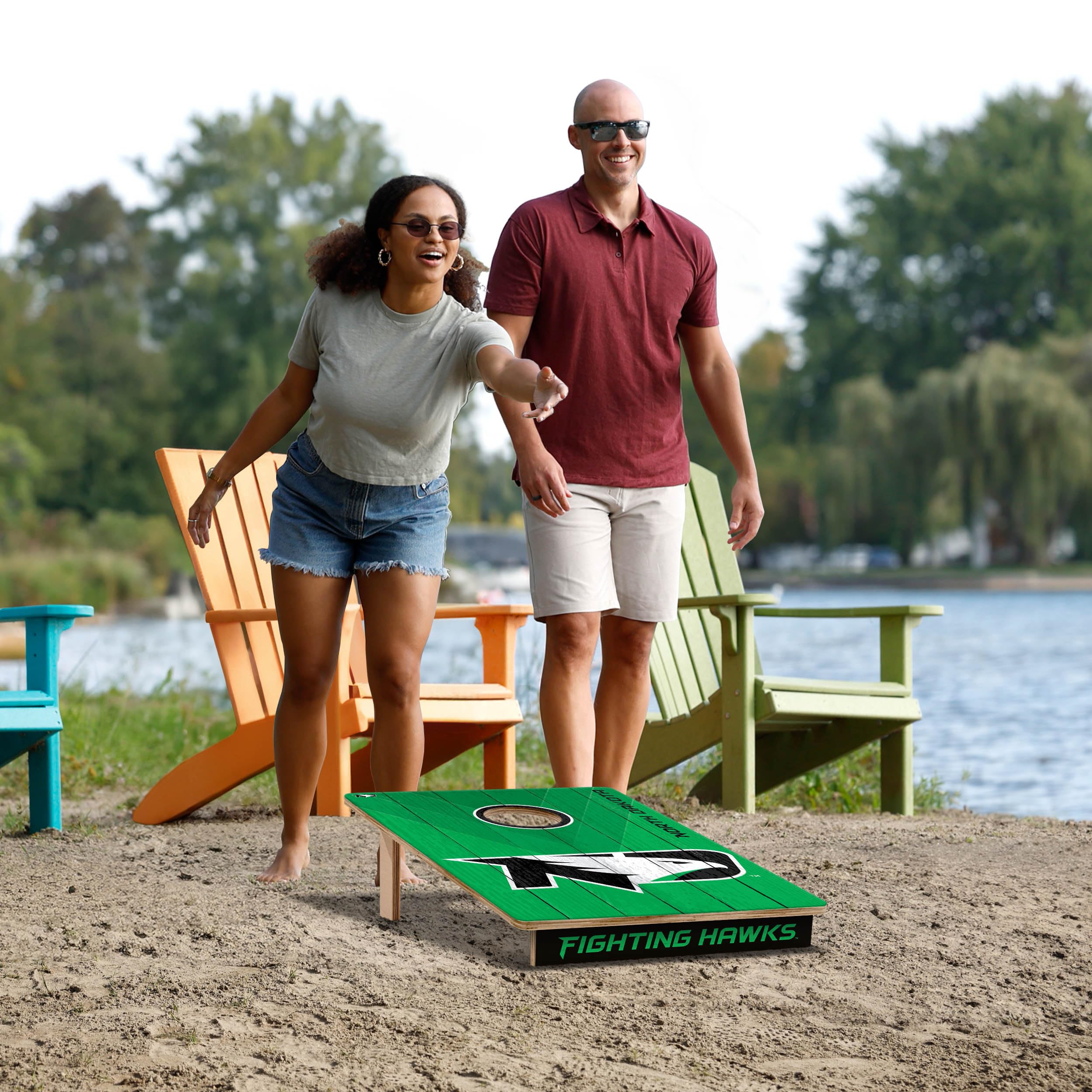 YouTheFan NCAA North Dakota Fighting Hawks 2’ x 3’ Wood Cornhole Game with Logo Bags - Sports Collectibles, Sports Memorabilia, Sports Fan Shop, Sports Gifts