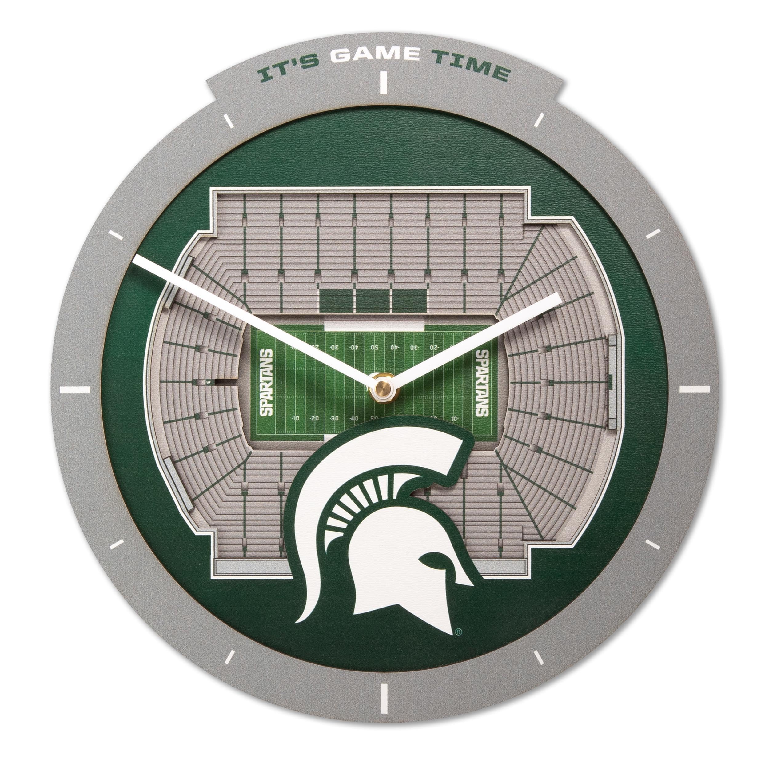 YouTheFan NCAA Michigan State Spartans 3D StadiumView Clock - Sports Collectibles, Sports Memorabilia, Sports Fan Shop, Sports Gifts