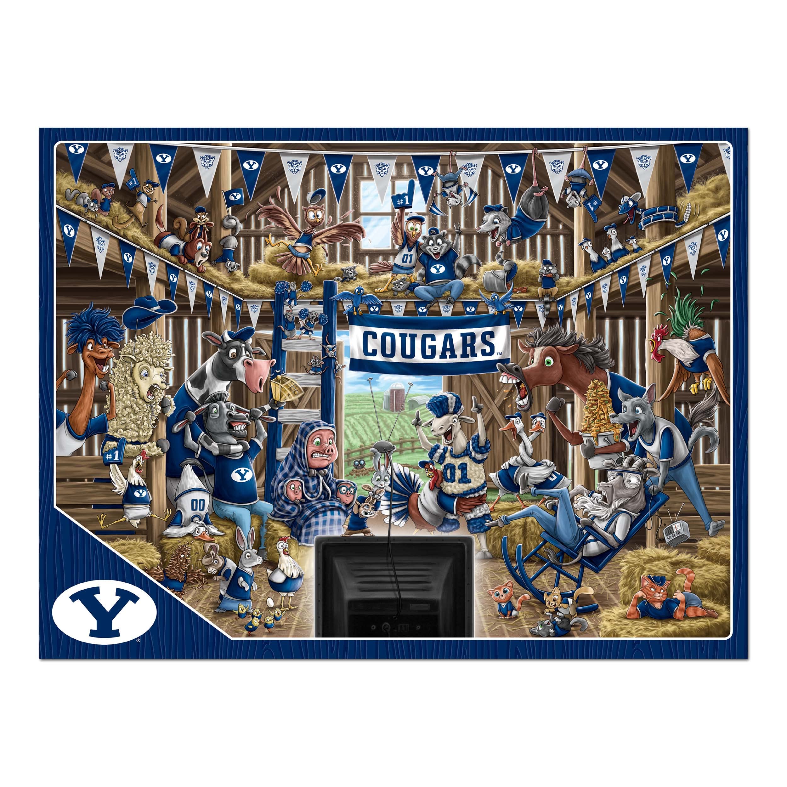 YouTheFan NCAA BYU Cougars Barnyard Fans 500pc Puzzle - Sports Collectibles, Sports Memorabilia, Sports Fan Shop, Sports Gifts