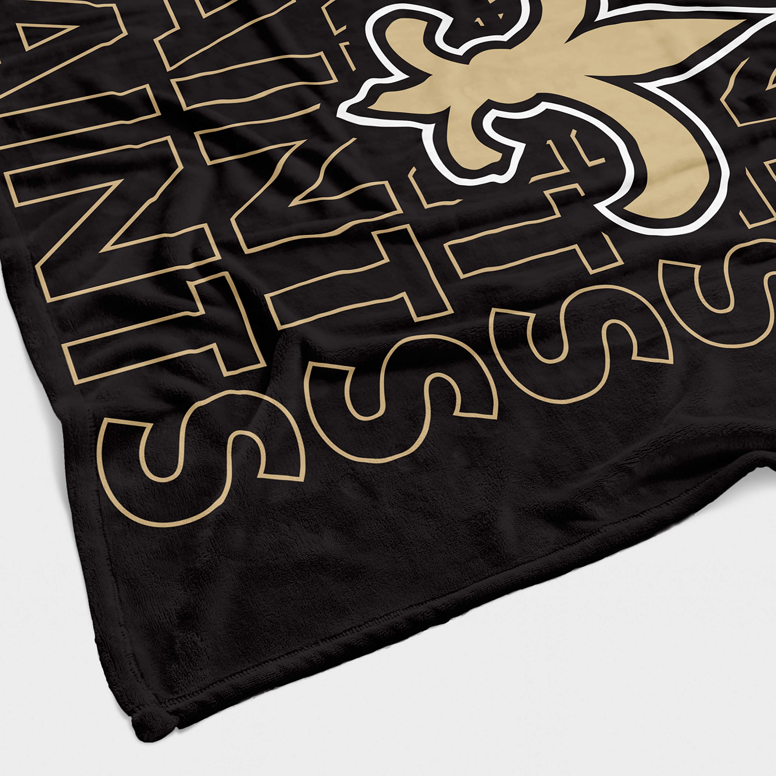 Pegasus Sports NFL Echo Team Wordmark Plush Blanket- New Orleans Saints, Team Color, 60x70 - Sports Gifts, Sports Memorabilia, Sports Collectibles, Fan Shop