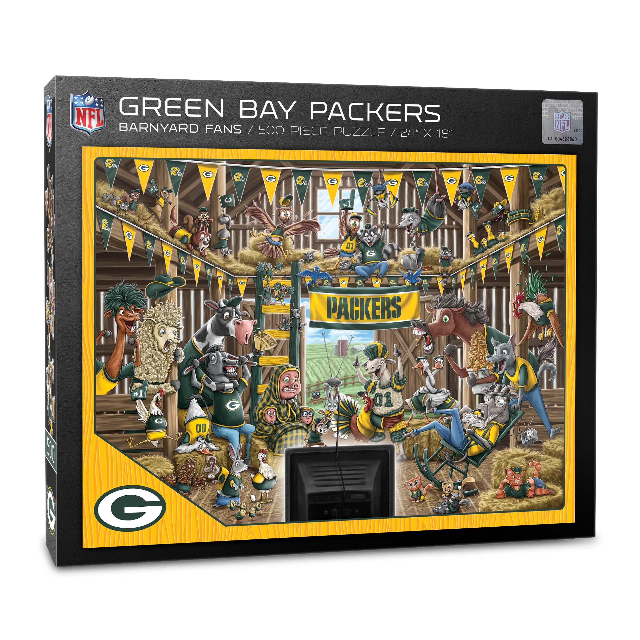 YouTheFan NFL Green Bay Packers Barnyard Fans 500pc Puzzle - Sports Collectibles, Sports Memorabilia, Sports Fan Shop, Sports Gifts