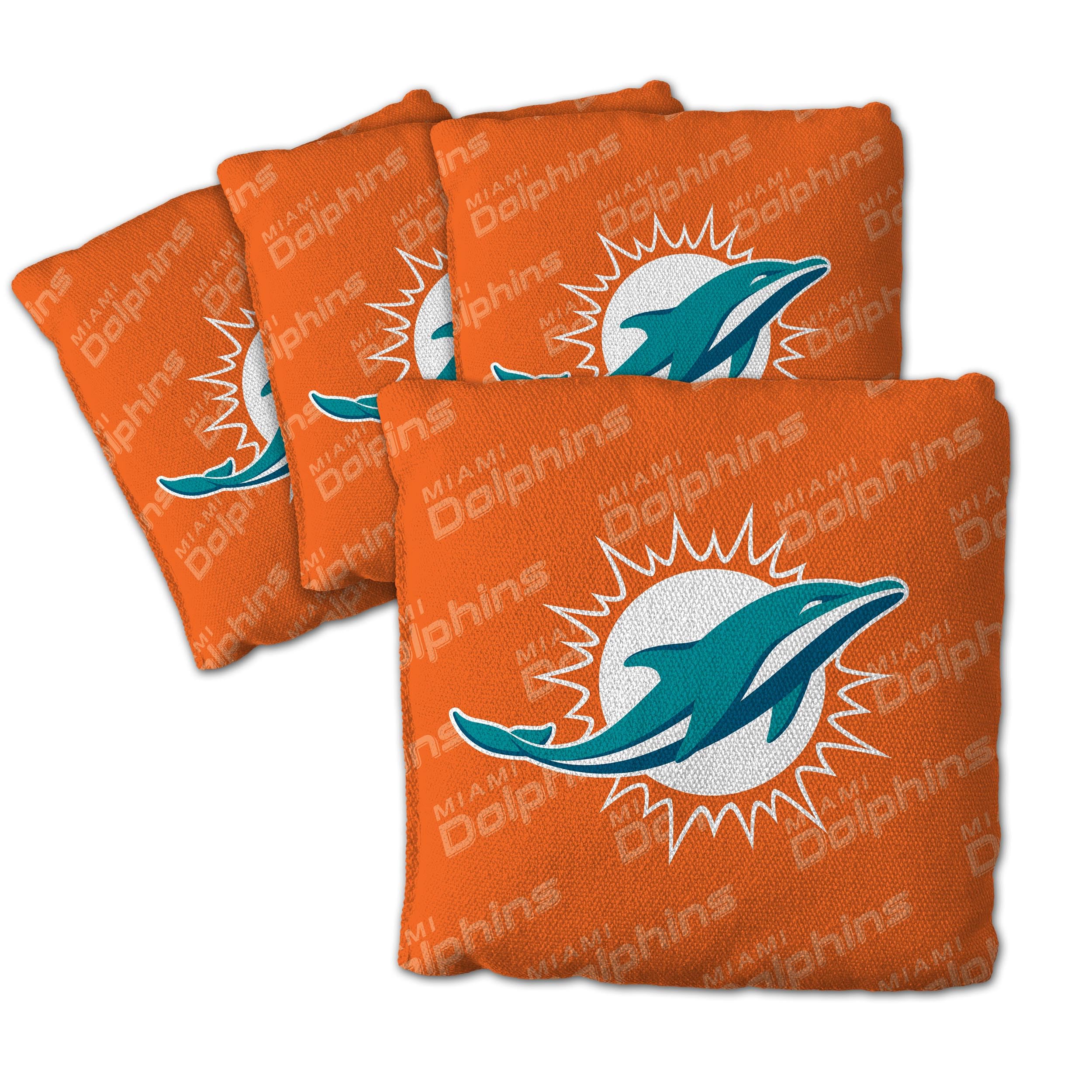 YouTheFan NFL Miami Dolphins Cornhole Bags - 4PK - Orange - Sports Collectibles, Sports Memorabilia, Sports Fan Shop, Sports Gifts