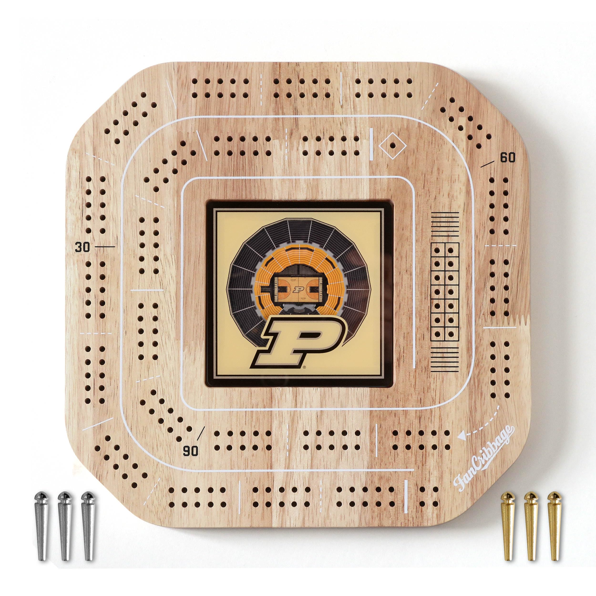 YouTheFan NCAA Purdue Boilermakers BB Licensed Fan Cribbage Wood Board Game - Sports Collectibles, Sports Memorabilia, Sports Fan Shop, Sports Gifts